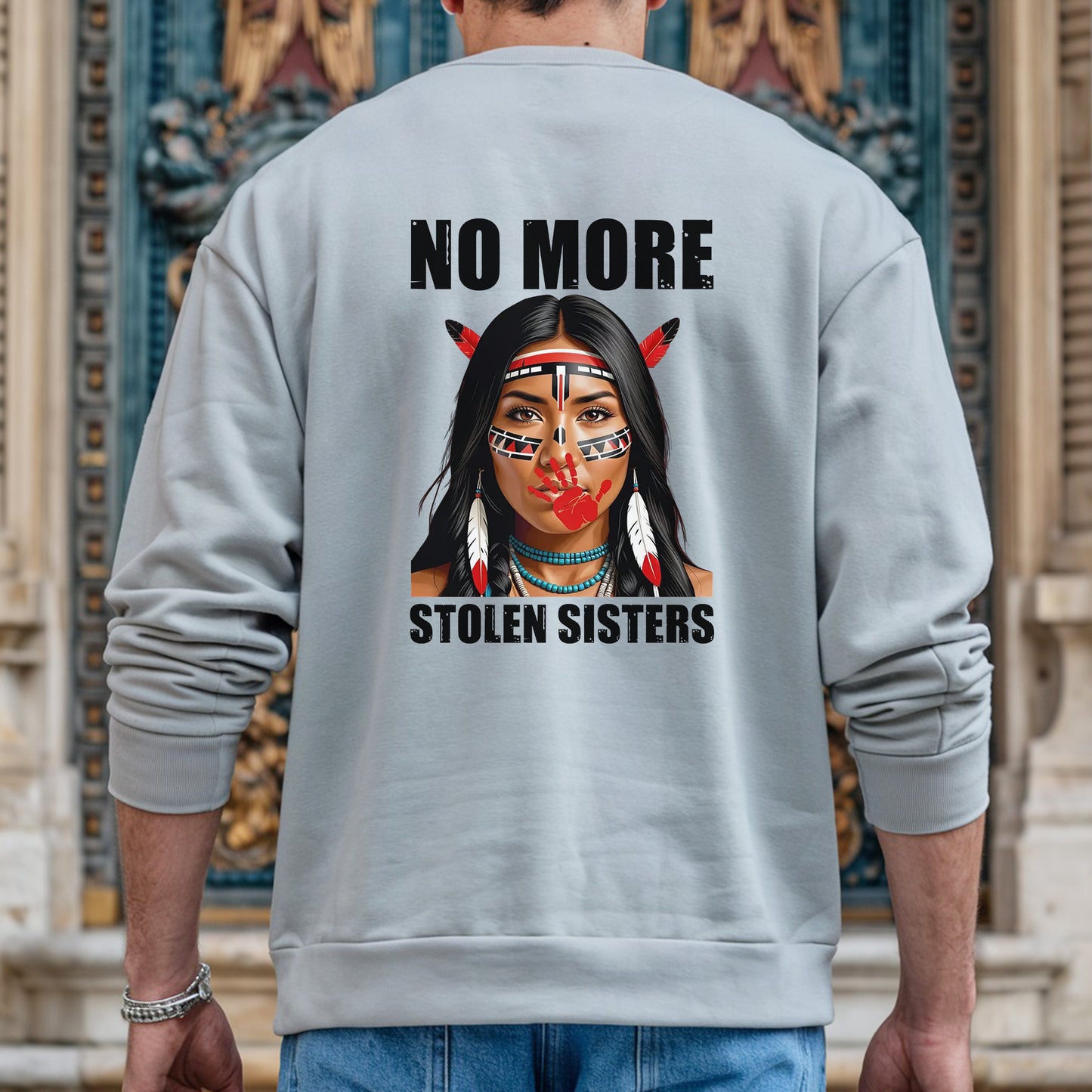 No More Stolen Sisters Indigenous Braided Hair Unisex - Two sides - T-Shirt/T-Shirt V-Neck/Hoodie/Sweatshirt