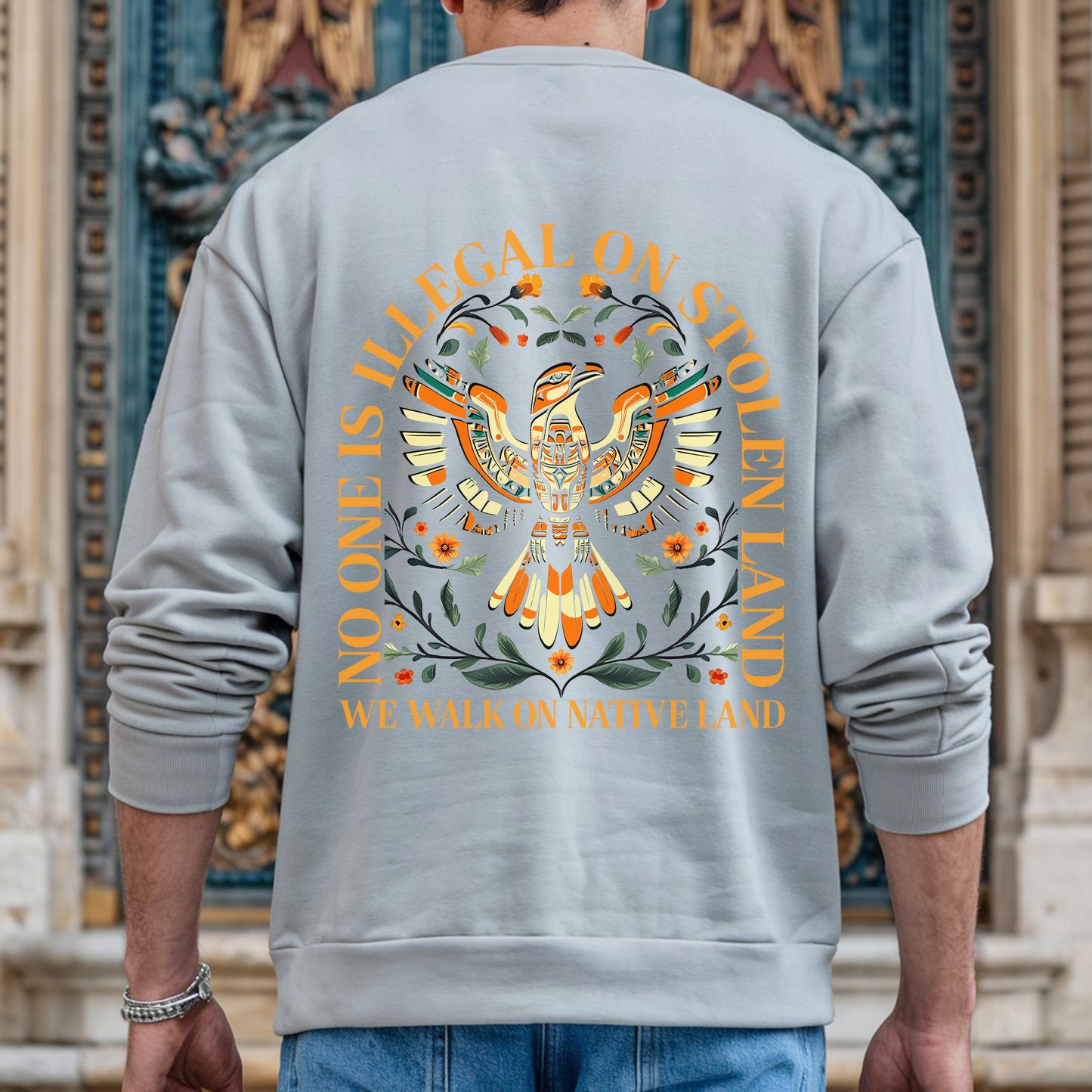 NO ONE IS ILLEGAL ON STOLEN LAND. WE WALK ON NATIVE LAND 23 - Two sides - Unisex T-Shirt/T-Shirt V-Neck/Hoodie/Sweatshirt