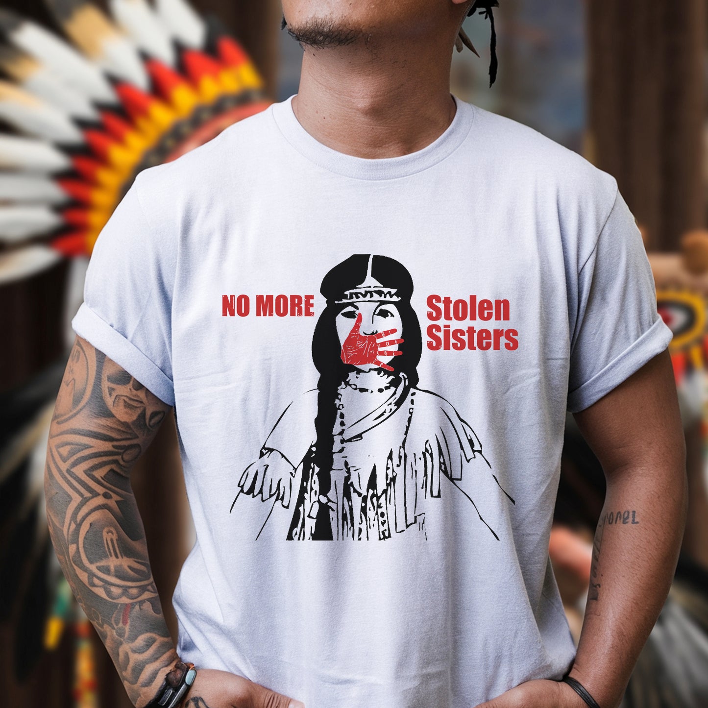 "No More Stolen Sisters - MMIW Unisex T-Shirt/Hoodie/V-Neck/Sweatshirt - Stand Against Missing Indigenous Women"