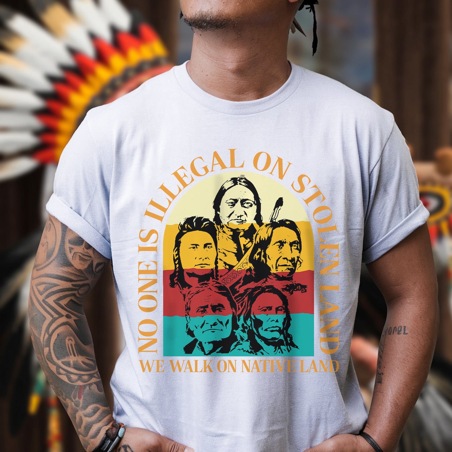 NO ONE IS ILLEGAL ON STOLEN LAND. WE WALK ON NATIVE LAND 16 - One sides - Unisex T-Shirt/T-Shirt V-Neck/Hoodie/Sweatshirt