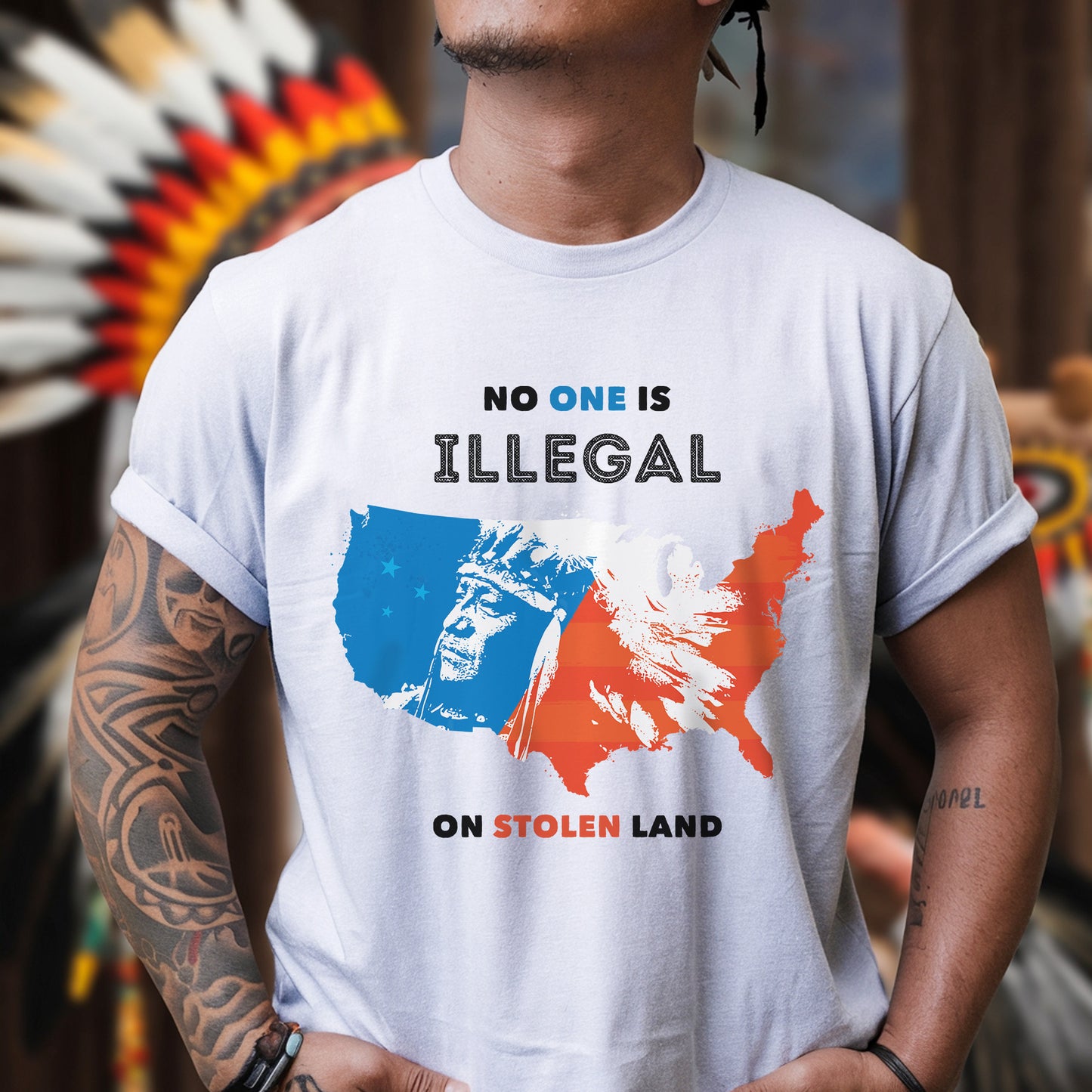 NO ONE IS ILLEGAL ON STOLEN LAND. WE WALK ON NATIVE LAND 22 - One sides - Unisex T-Shirt/T-Shirt V-Neck/Hoodie/Sweatshirt