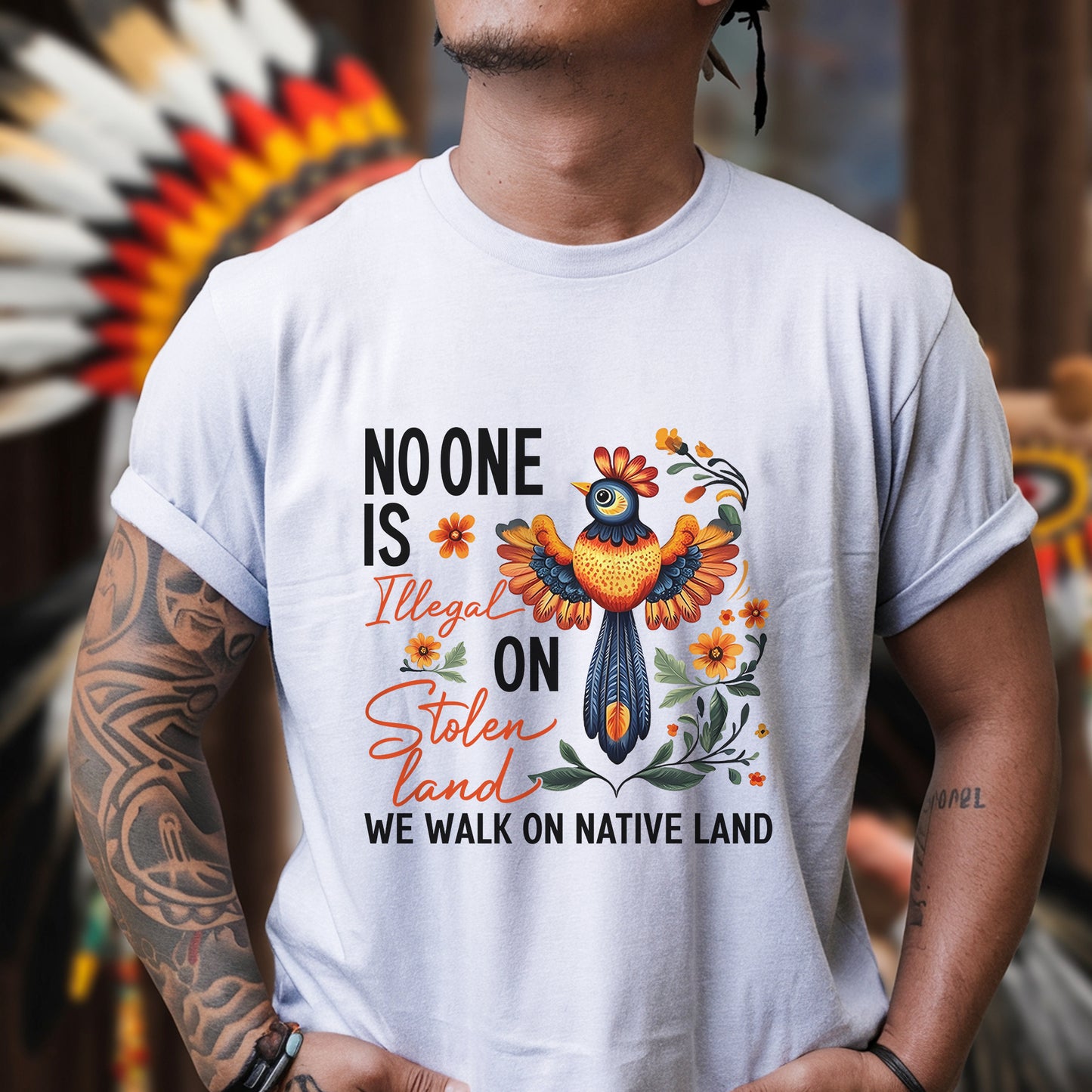 NO ONE IS ILLEGAL ON STOLEN LAND. WE WALK ON NATIVE LAND 24 - One sides - Unisex T-Shirt/T-Shirt V-Neck/Hoodie/Sweatshirt