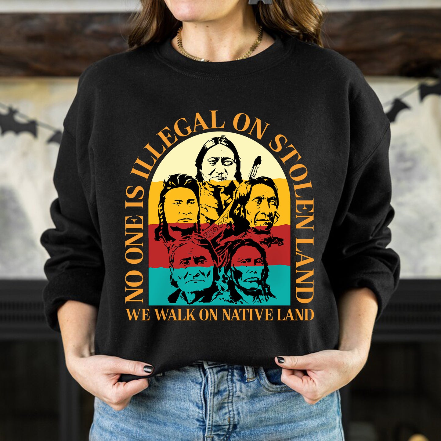 NO ONE IS ILLEGAL ON STOLEN LAND. WE WALK ON NATIVE LAND 16 - One sides - Unisex T-Shirt/T-Shirt V-Neck/Hoodie/Sweatshirt