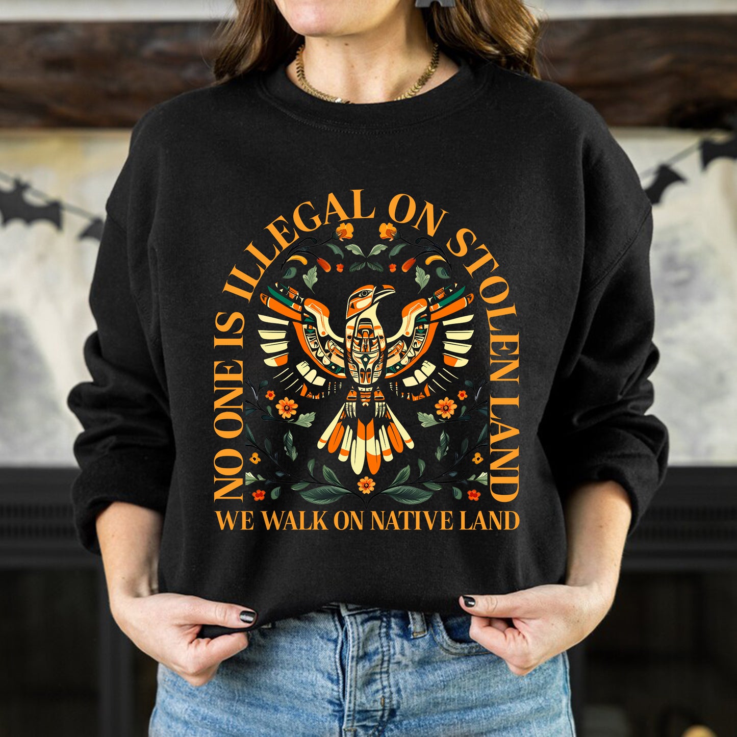 NO ONE IS ILLEGAL ON STOLEN LAND. WE WALK ON NATIVE LAND 23 - One sides - Unisex T-Shirt/T-Shirt V-Neck/Hoodie/Sweatshirt