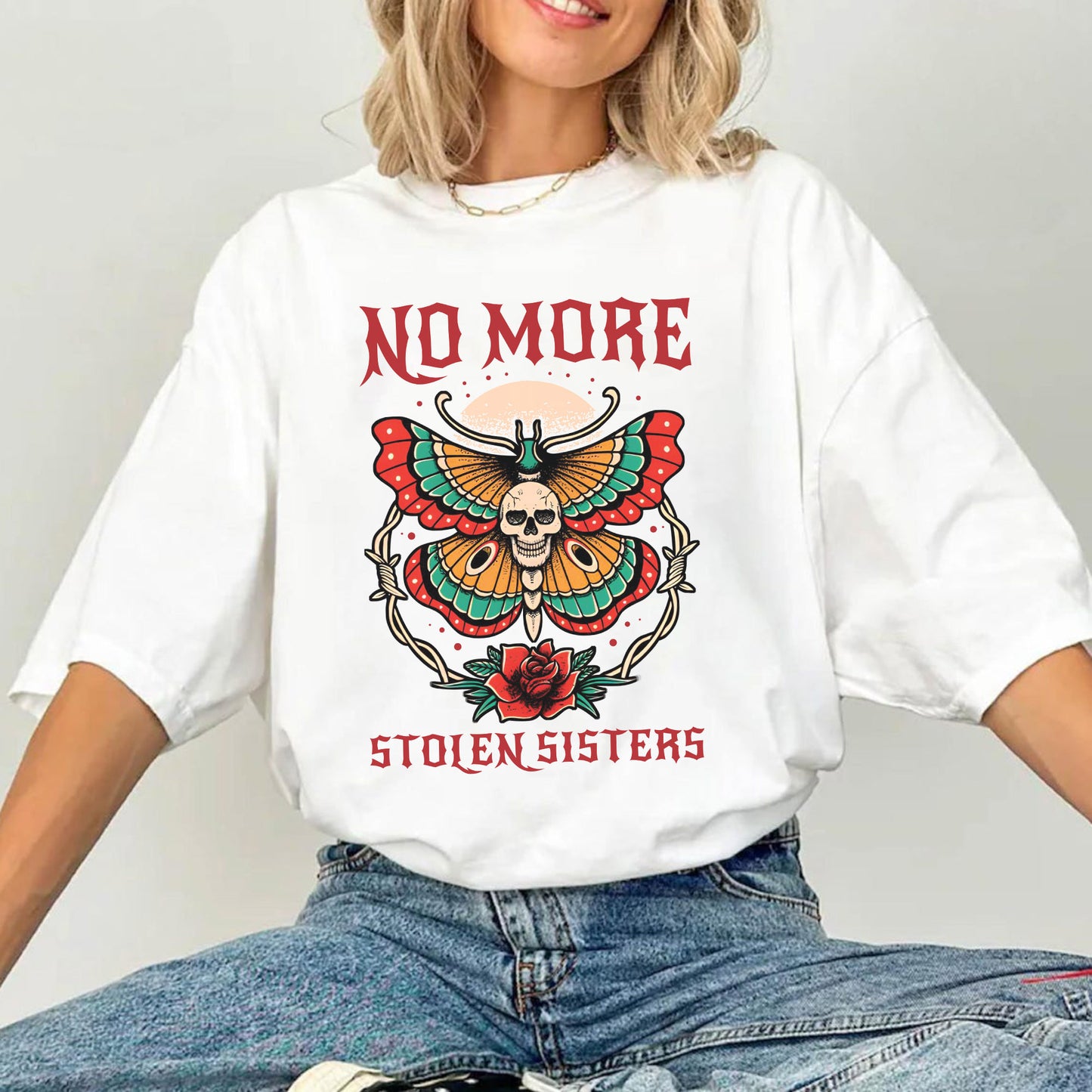 No More Stolen Sisters Butterfly Skun - MMIW Unisex T-Shirt/Hoodie/V-Neck/Sweatshirt