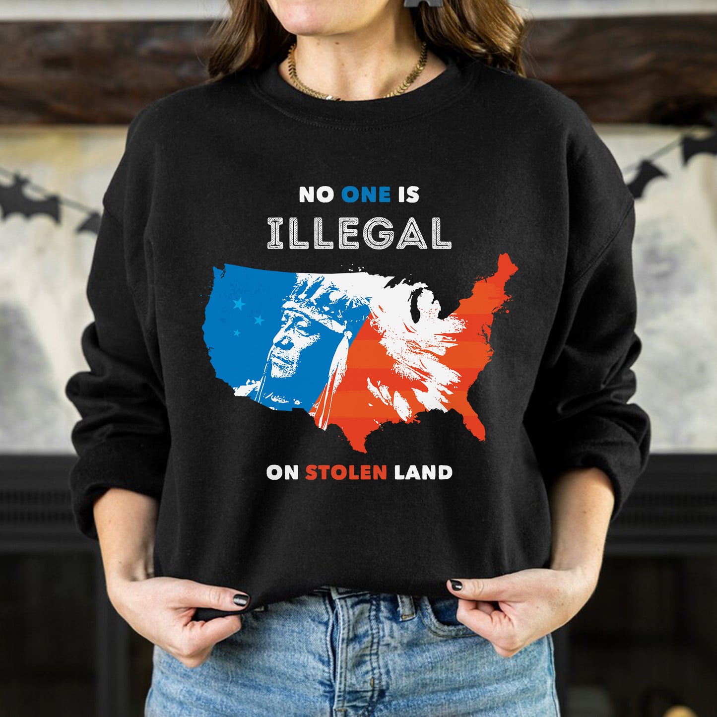 NO ONE IS ILLEGAL ON STOLEN LAND. WE WALK ON NATIVE LAND 22 - One sides - Unisex T-Shirt/T-Shirt V-Neck/Hoodie/Sweatshirt