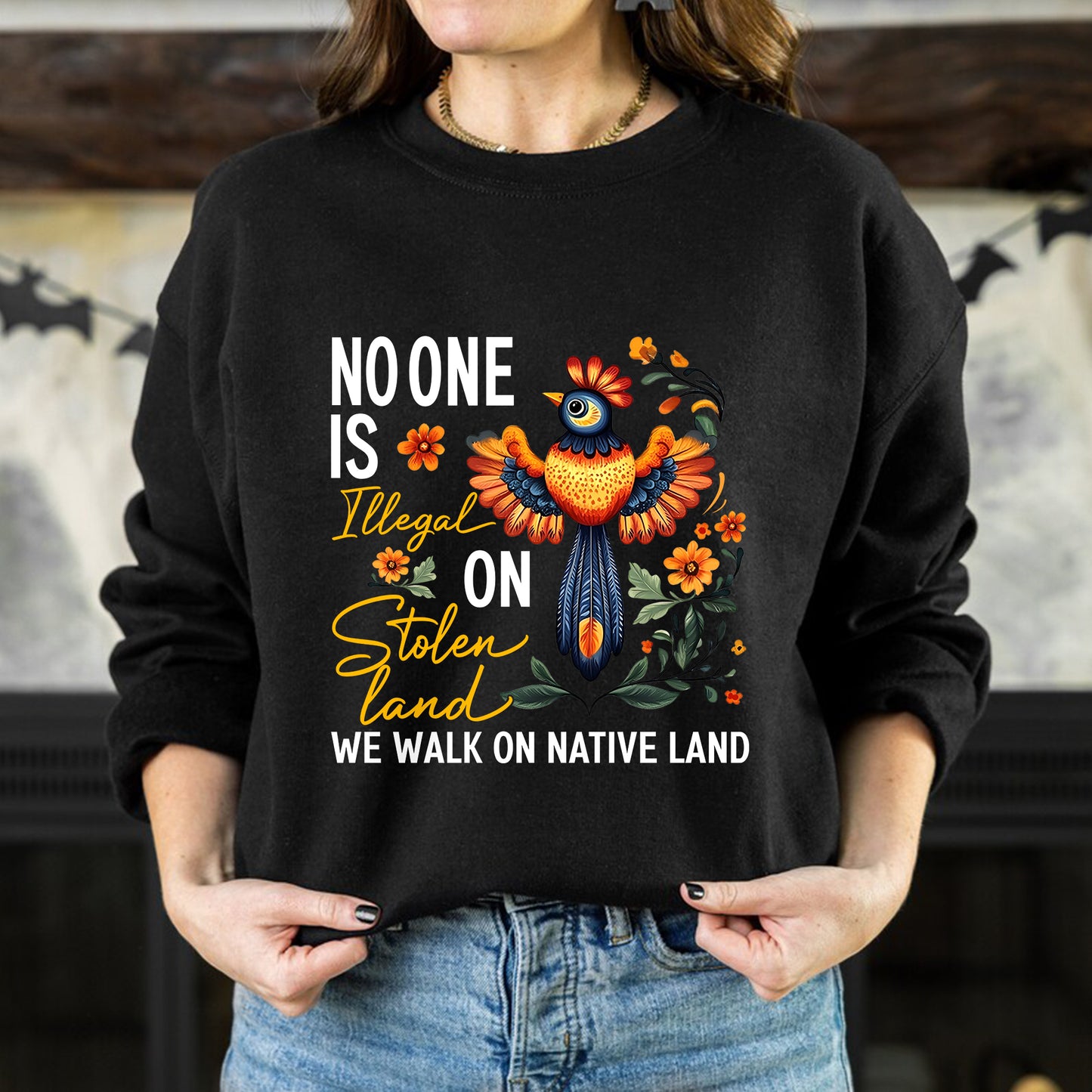 NO ONE IS ILLEGAL ON STOLEN LAND. WE WALK ON NATIVE LAND 24 - One sides - Unisex T-Shirt/T-Shirt V-Neck/Hoodie/Sweatshirt