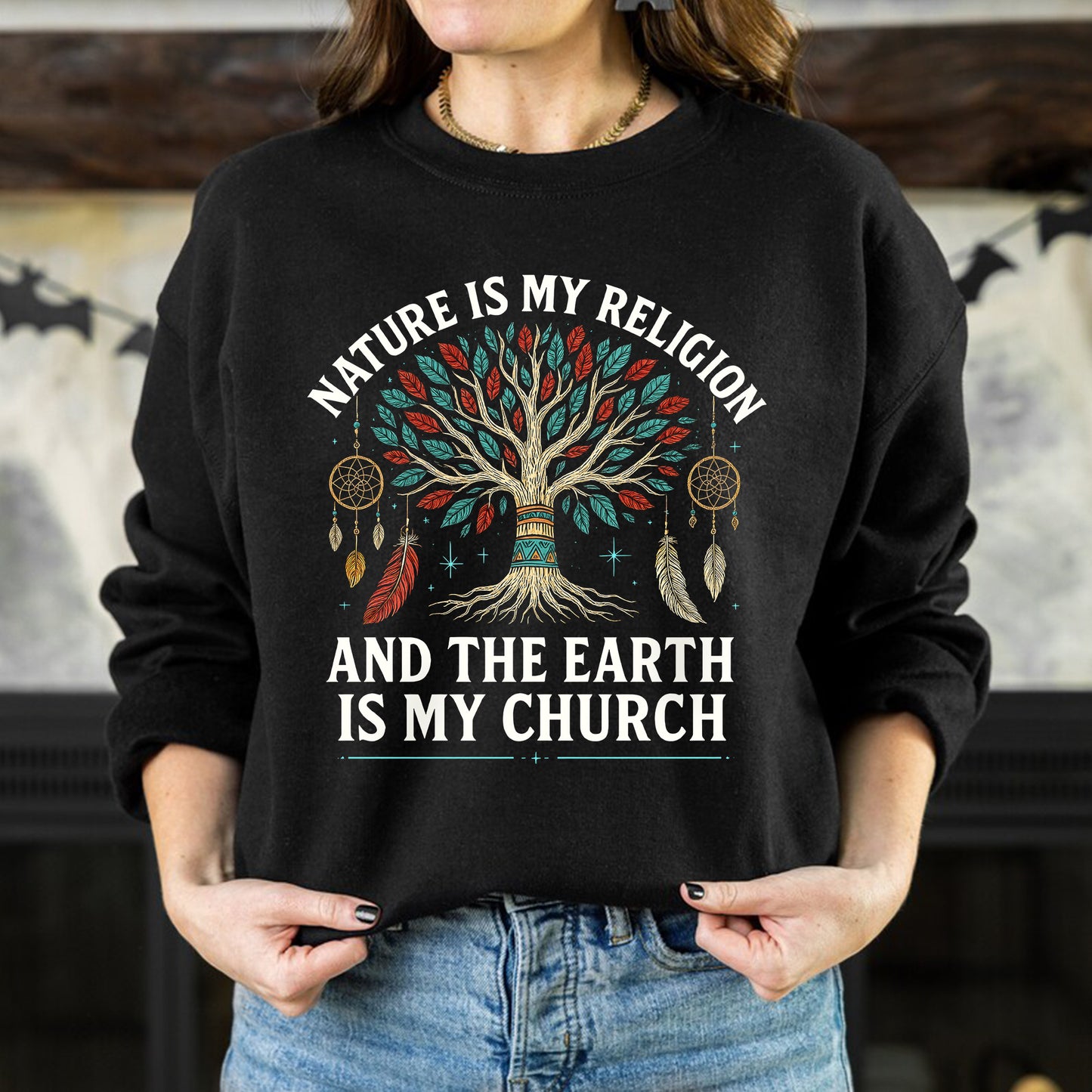 Nature Is My Religion Earth Is My Church Tree of Life Boho Unisex T-Shirt/T-Shirt V-Neck/Hoodie/Sweatshirt
