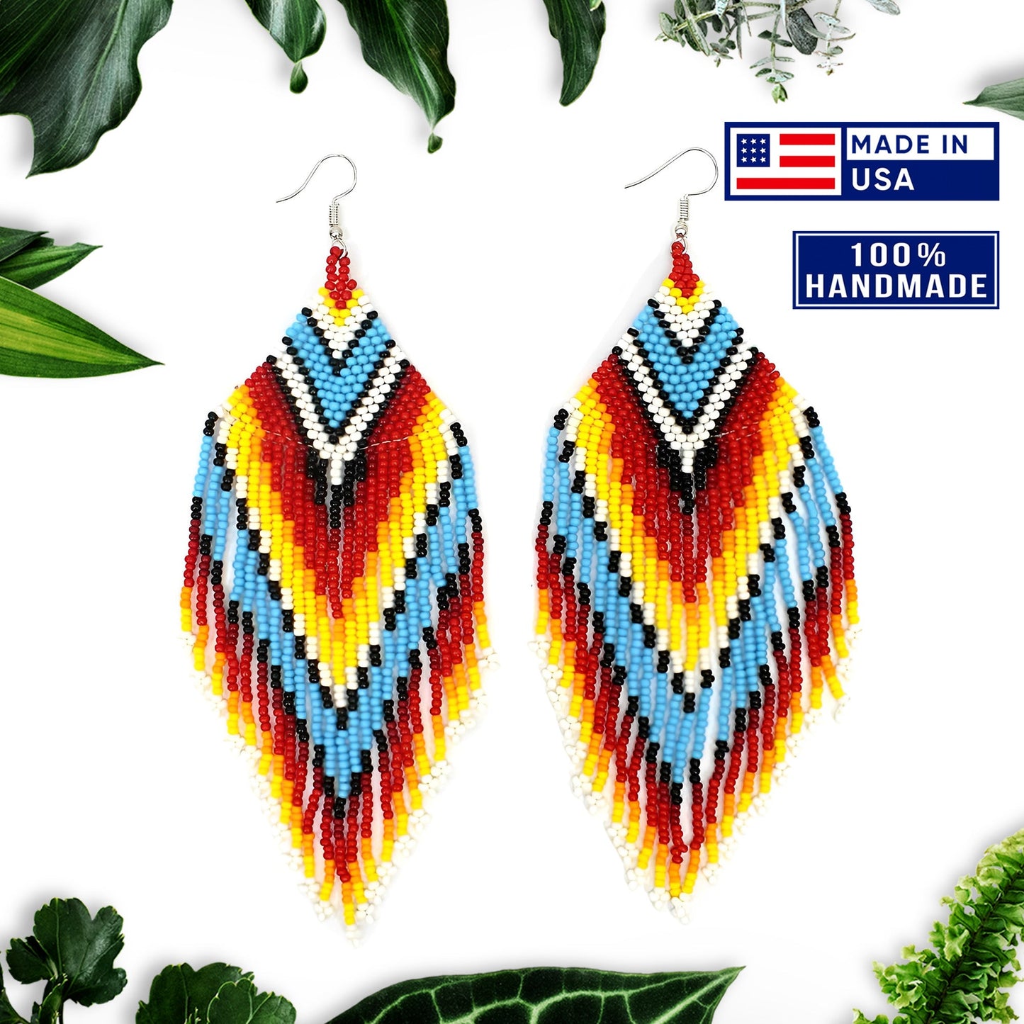 Big Sun Colors Hook Beaded Handmade Earrings For Women