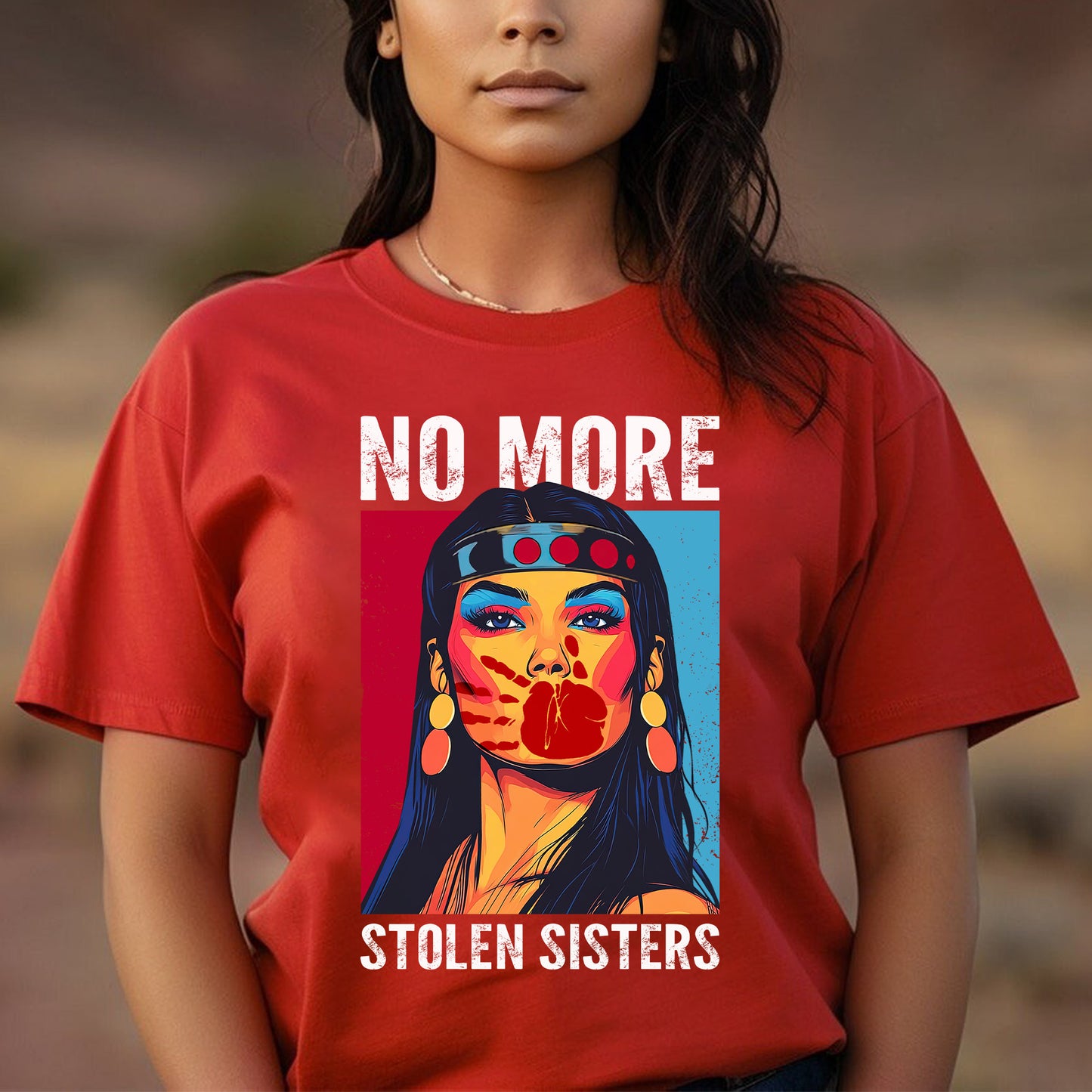 No More Stolen Sisters MMIW Graphic T-Shirt - Empowerment for Indigenous Women Unisex T-Shirt/T-Shirt V-Neck/Hoodie/Sweatshirt