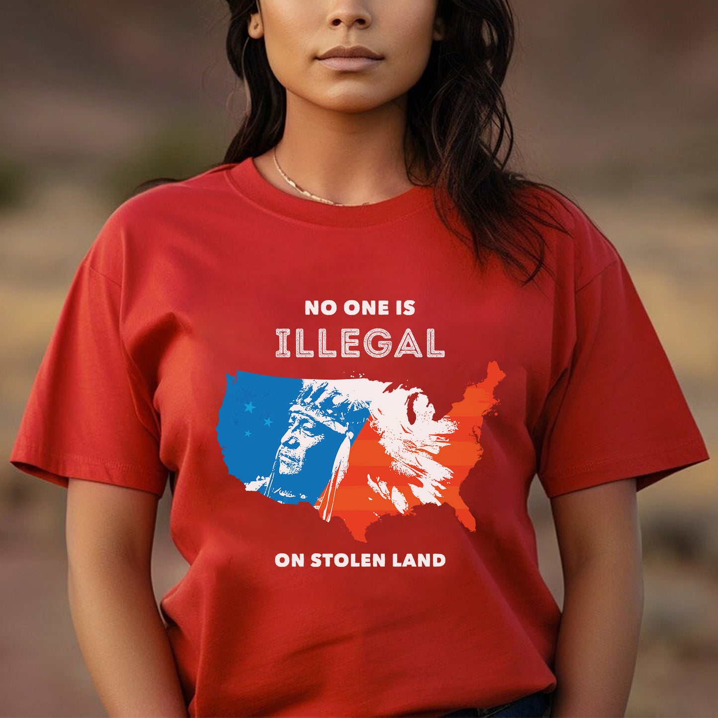 NO ONE IS ILLEGAL ON STOLEN LAND. WE WALK ON NATIVE LAND 22 - One sides - Unisex T-Shirt/T-Shirt V-Neck/Hoodie/Sweatshirt