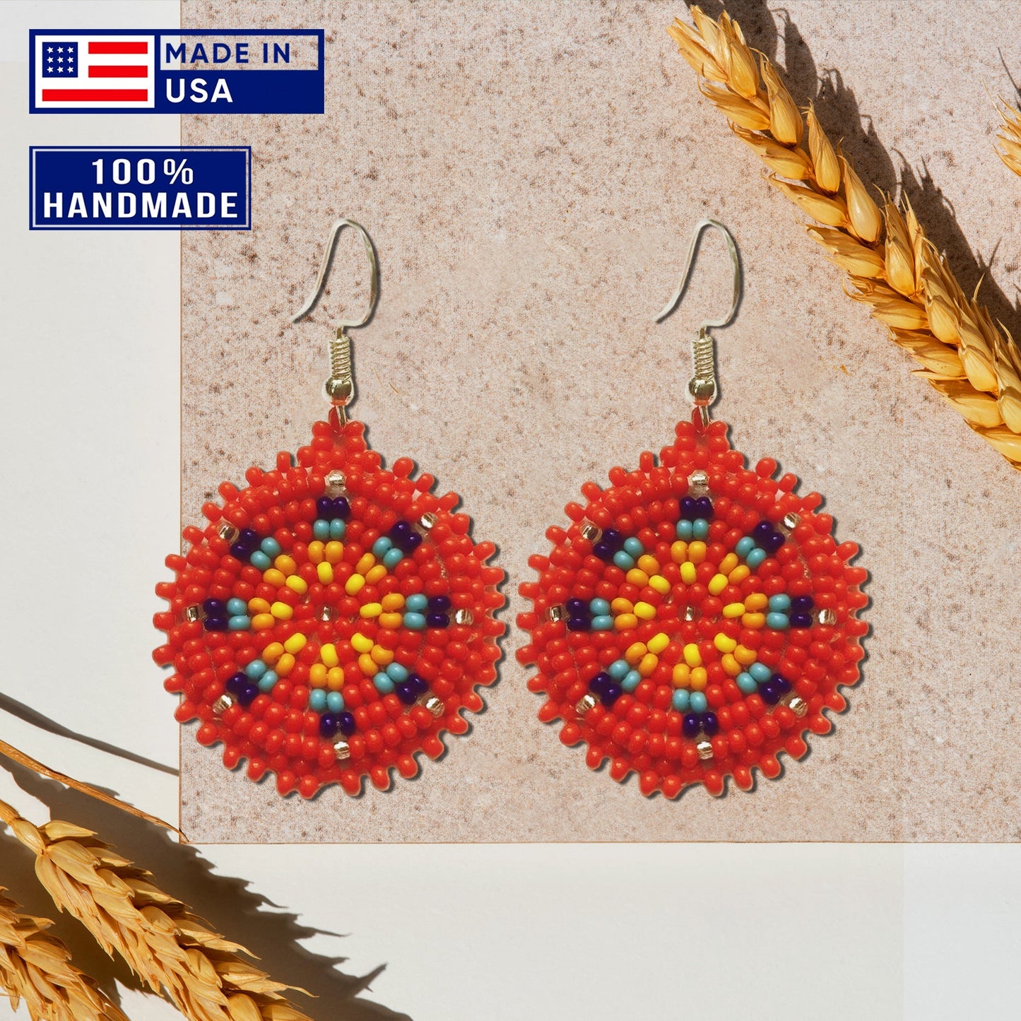 Cute Round Red Beaded Handmade Earrings For Women