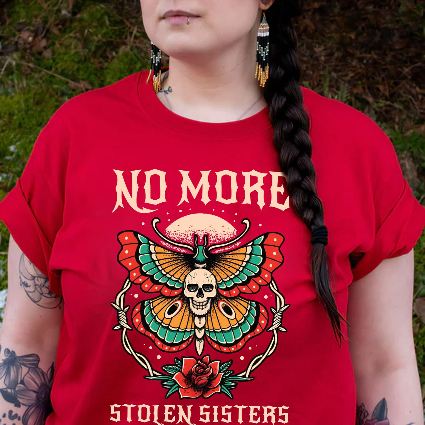No More Stolen Sisters Butterfly Skun - MMIW Unisex T-Shirt/Hoodie/V-Neck/Sweatshirt