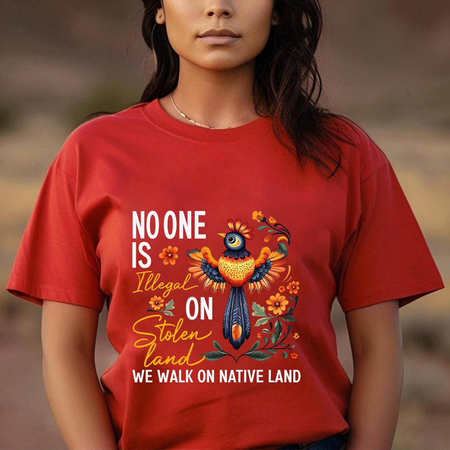 NO ONE IS ILLEGAL ON STOLEN LAND. WE WALK ON NATIVE LAND 24 - One sides - Unisex T-Shirt/T-Shirt V-Neck/Hoodie/Sweatshirt