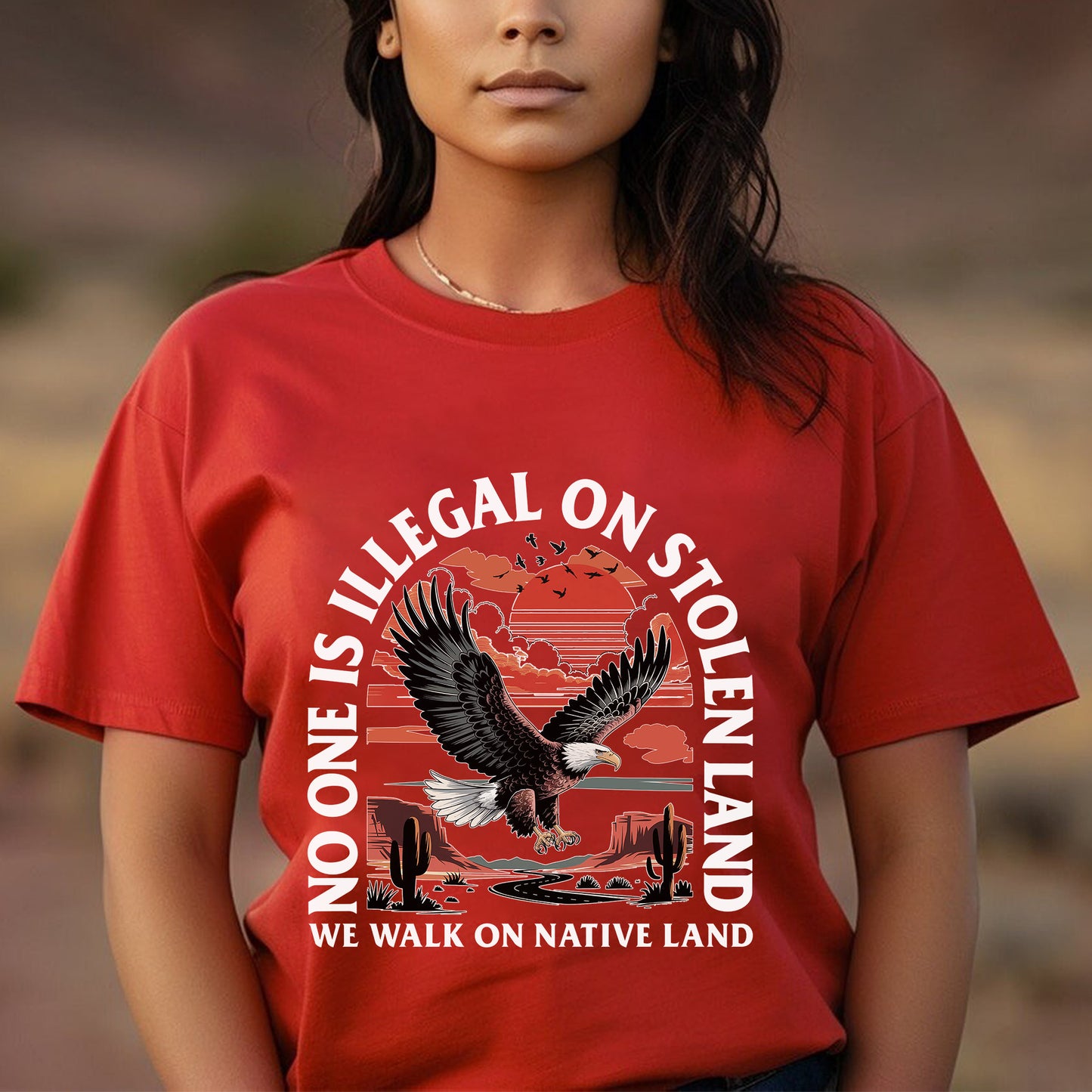 NO ONE IS ILLEGAL ON STOLEN LAND. WE WALK ON NATIVE LAND 20 - One sides - Unisex T-Shirt/T-Shirt V-Neck/Hoodie/Sweatshirt