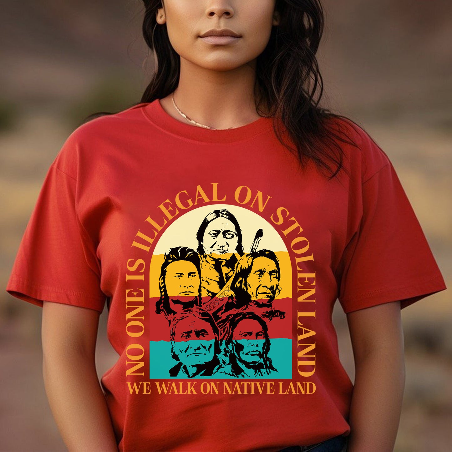 NO ONE IS ILLEGAL ON STOLEN LAND. WE WALK ON NATIVE LAND 16 - One sides - Unisex T-Shirt/T-Shirt V-Neck/Hoodie/Sweatshirt