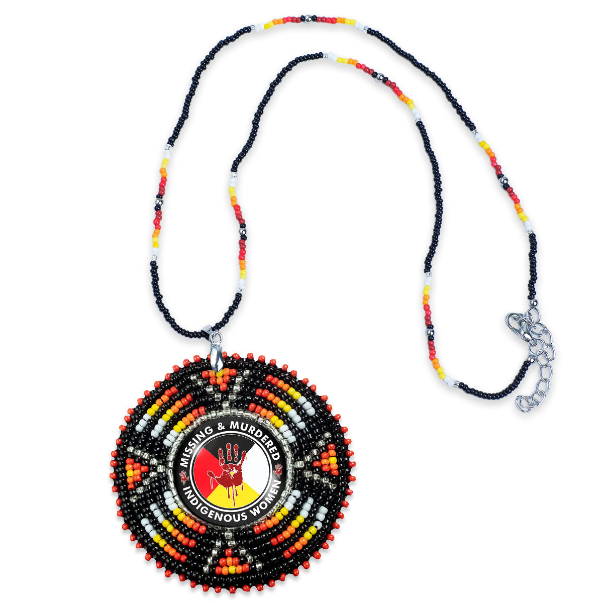 MMIW Sunburst Handmade Beaded Wire Necklace Pendant Unisex With Native American Style