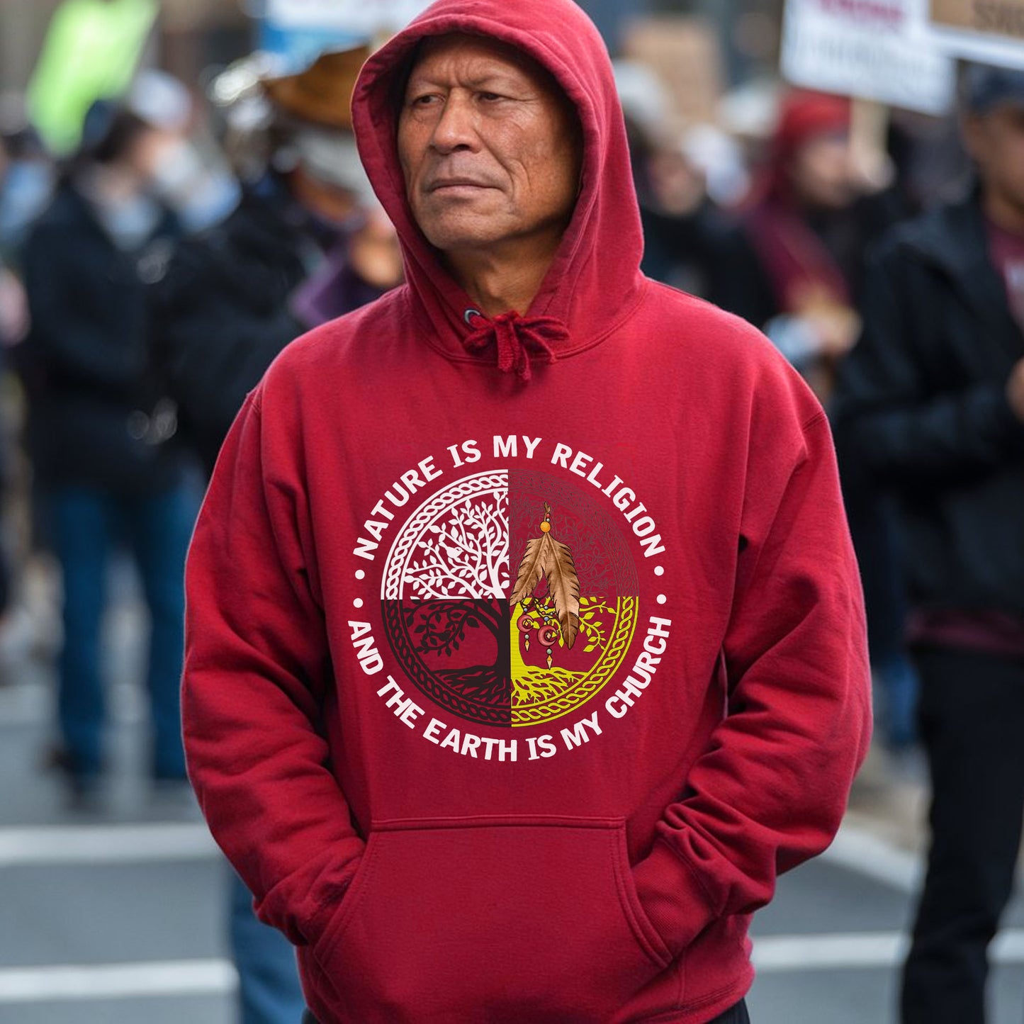 Nature & Earth Quote - Tree/Feather Wheel Graphic Unisex T-Shirt/T-Shirt V-Neck/Hoodie/Sweatshirt