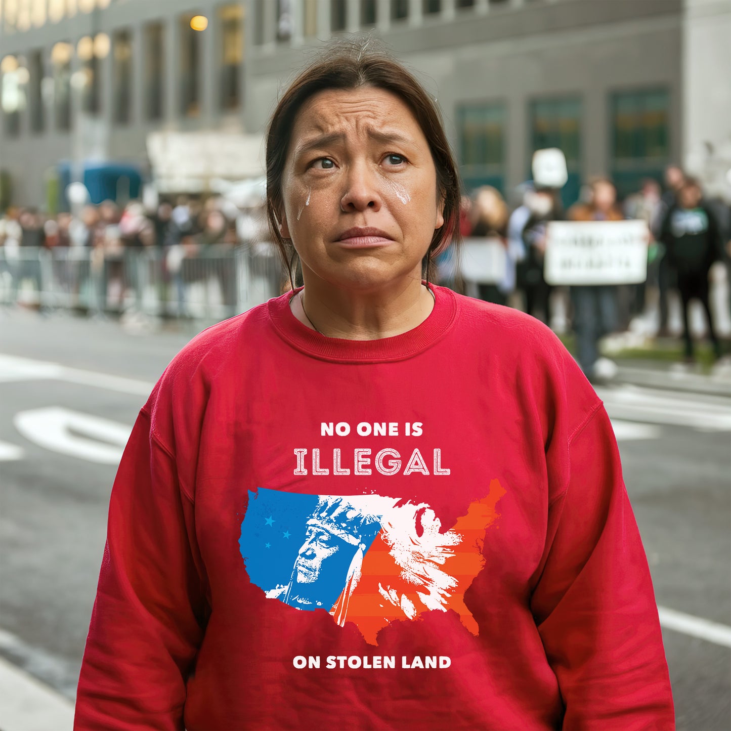 NO ONE IS ILLEGAL ON STOLEN LAND. WE WALK ON NATIVE LAND 22 - One sides - Unisex T-Shirt/T-Shirt V-Neck/Hoodie/Sweatshirt