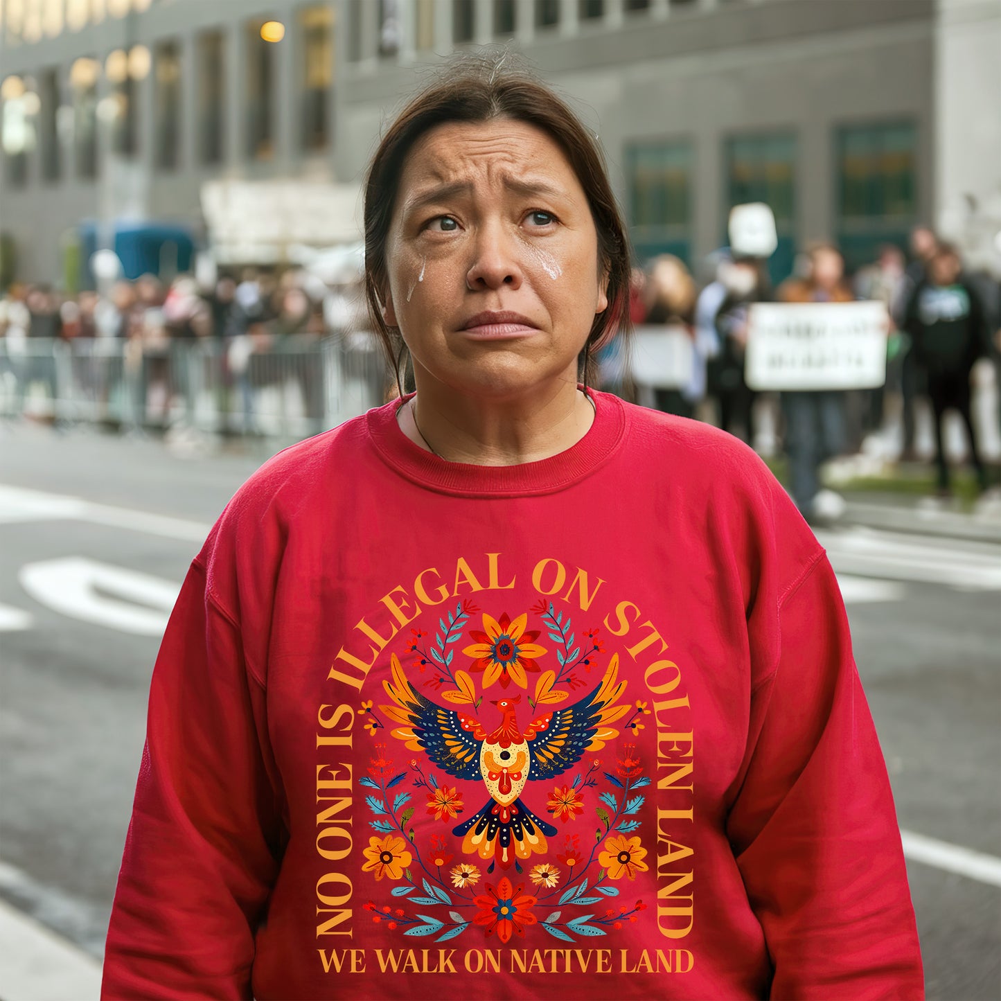 No One Is Illegal On Stolen Land - We Walk On Native Land Eagle Design Unisex T-Shirt/T-Shirt V-Neck/Hoodie/Sweatshirt