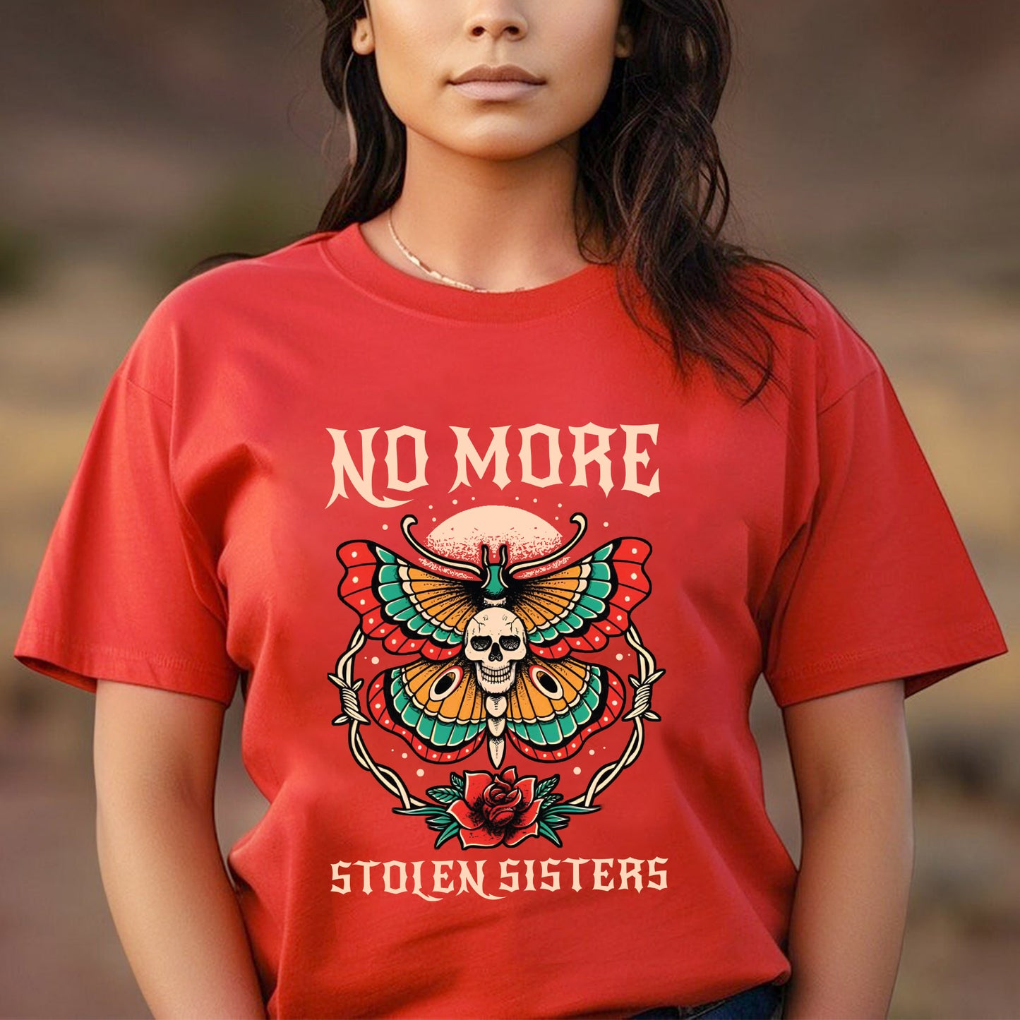 No More Stolen Sisters Butterfly Skun - MMIW Unisex T-Shirt/Hoodie/V-Neck/Sweatshirt