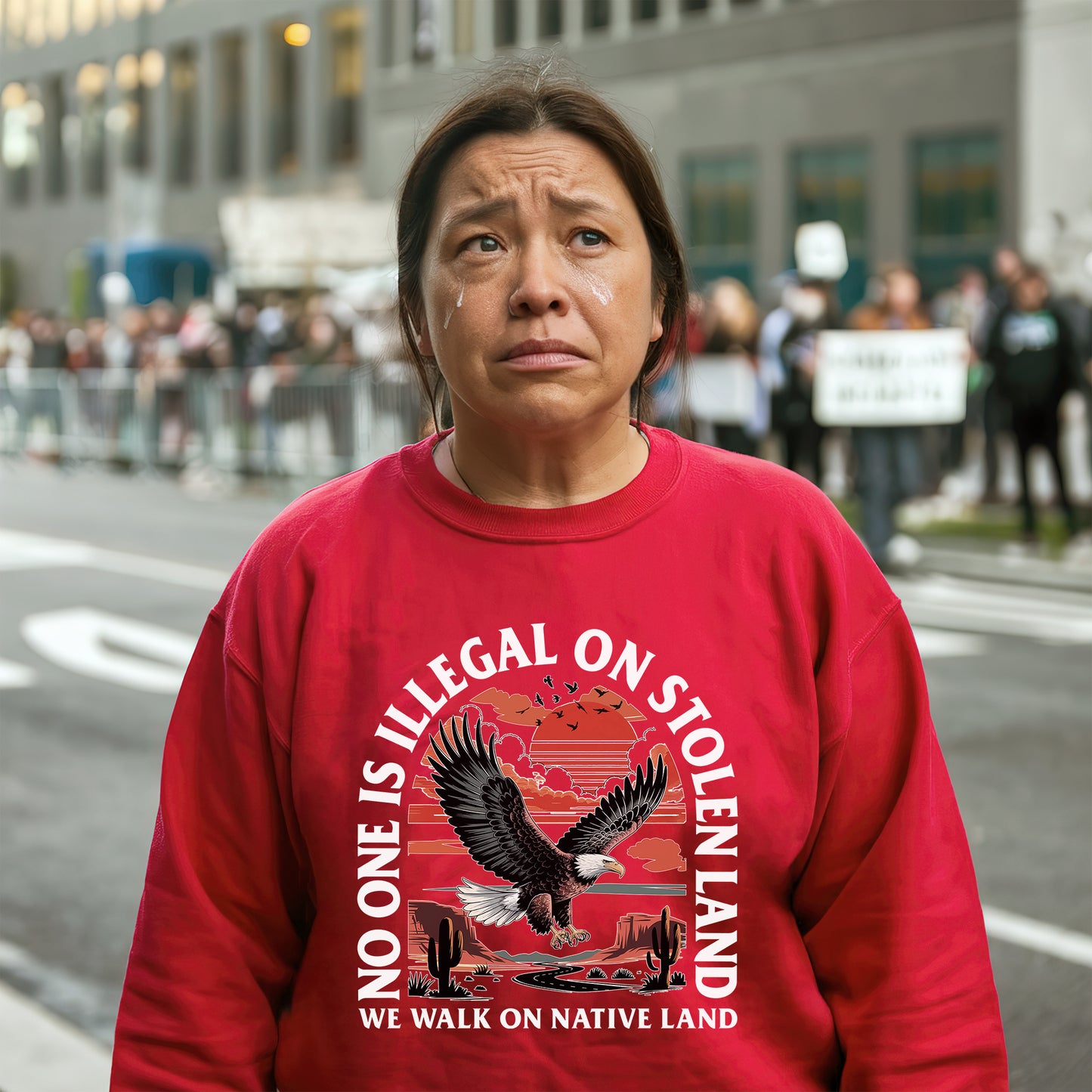 NO ONE IS ILLEGAL ON STOLEN LAND. WE WALK ON NATIVE LAND 20 - One sides - Unisex T-Shirt/T-Shirt V-Neck/Hoodie/Sweatshirt