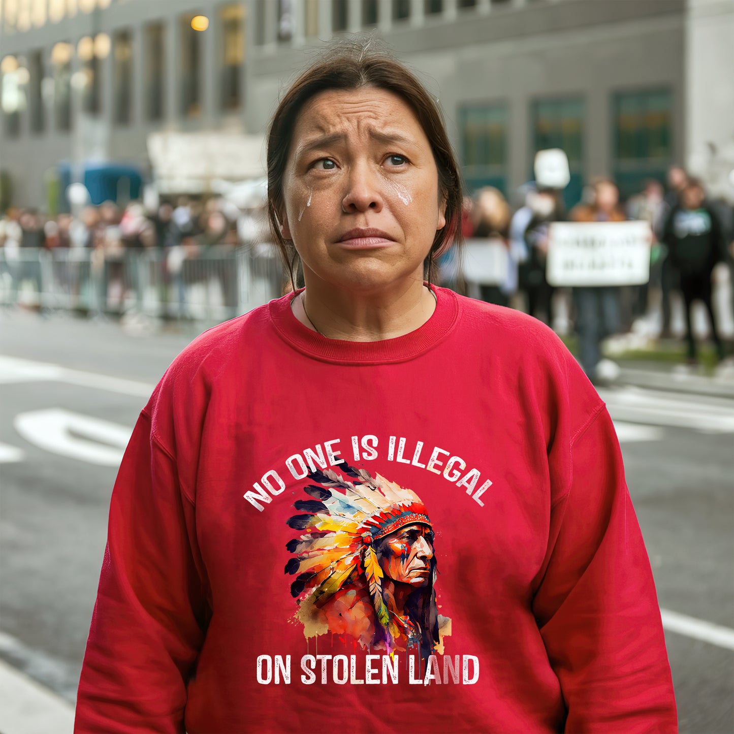 Chief Spirit No One Is Illegal on Stolen Land Unisex T-Shirt/T-Shirt V-Neck/Hoodie/Sweatshirt