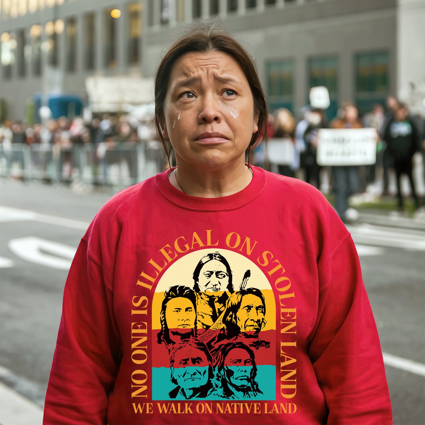NO ONE IS ILLEGAL ON STOLEN LAND. WE WALK ON NATIVE LAND 16 - One sides - Unisex T-Shirt/T-Shirt V-Neck/Hoodie/Sweatshirt