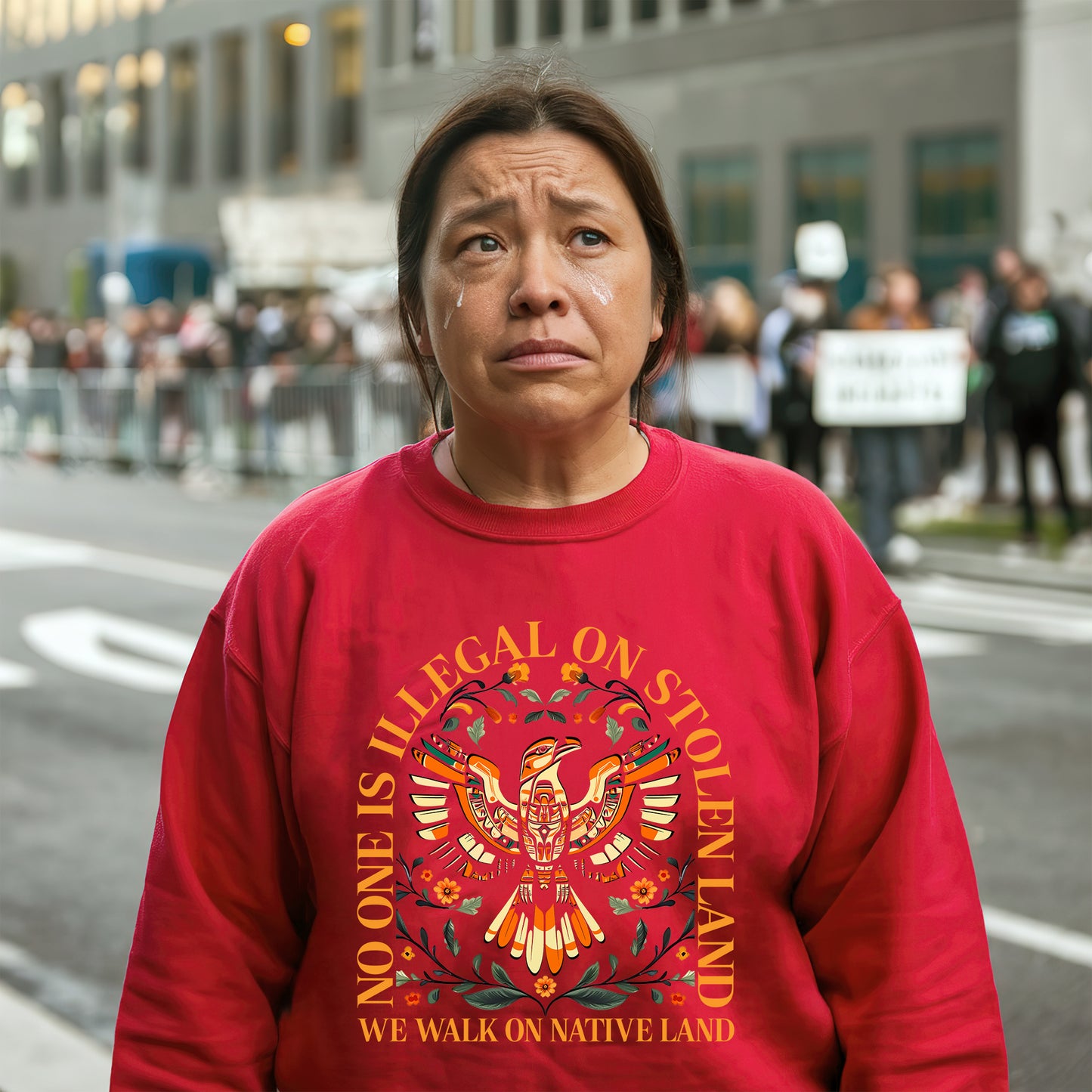 NO ONE IS ILLEGAL ON STOLEN LAND. WE WALK ON NATIVE LAND 23 - One sides - Unisex T-Shirt/T-Shirt V-Neck/Hoodie/Sweatshirt