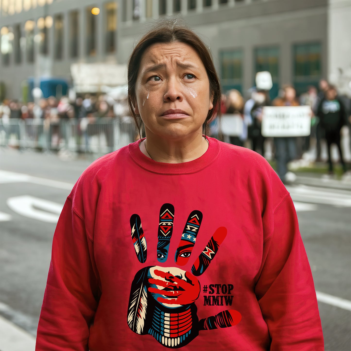 Stop Red Handprint - MMIW Unisex T-Shirt/Hoodie/V-Neck/Sweatshirt