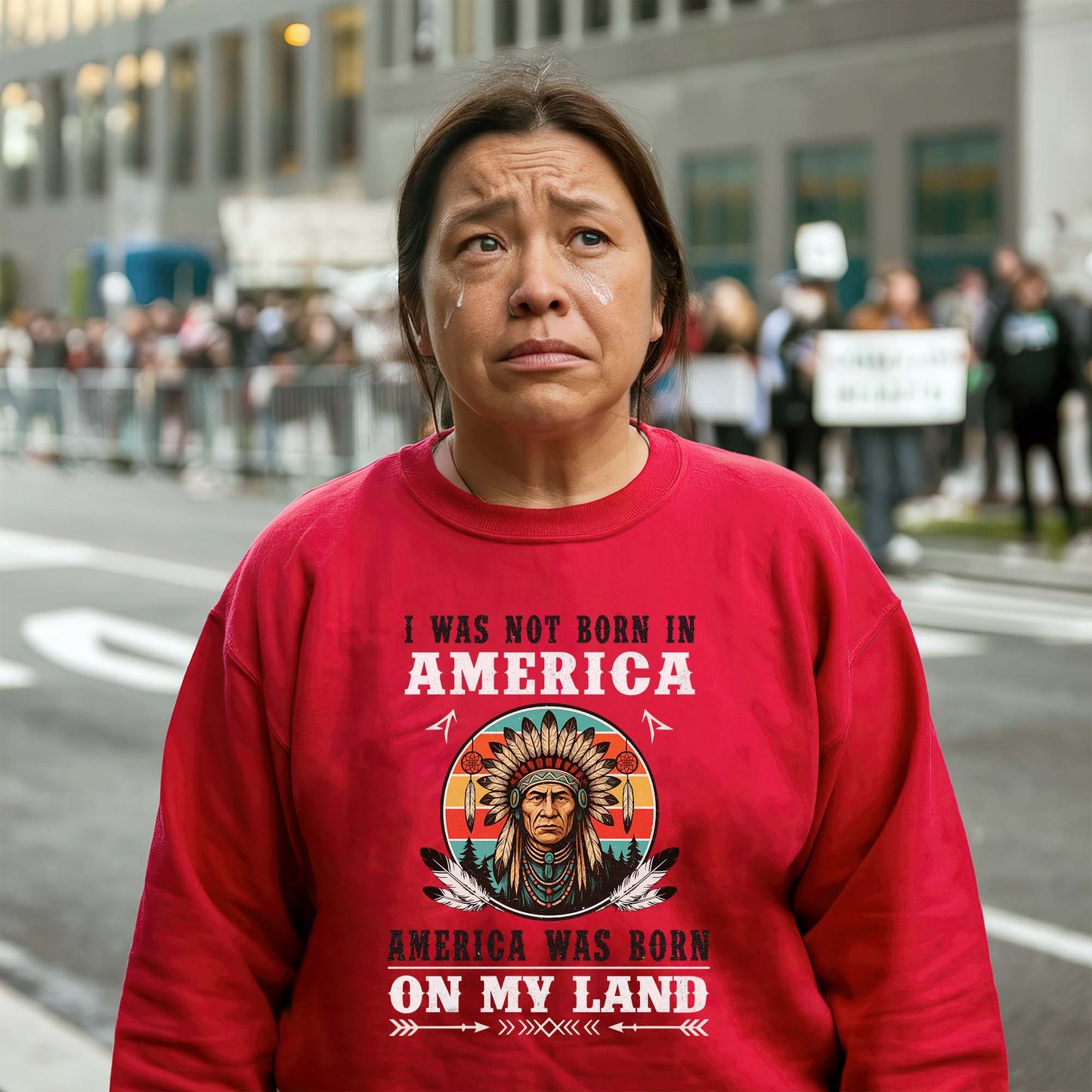 I Was Not Born In America - Native American Heritage Unisex T-shirt/T-shirt V-neck/Hoodie/Sweatshirt