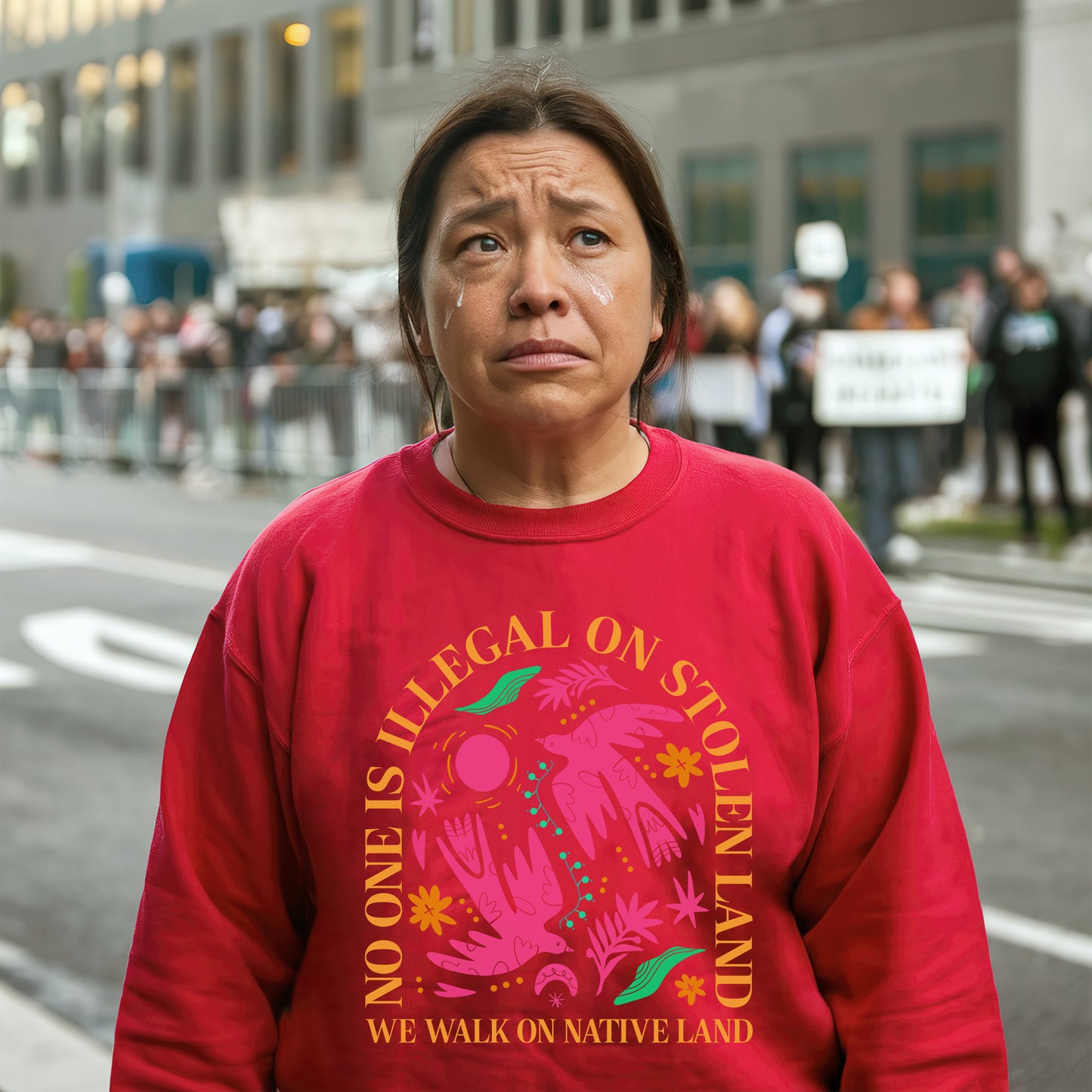 NO ONE IS ILLEGAL ON STOLEN LAND. WE WALK ON NATIVE LAND - One sides - Unisex Style 2 T-Shirt/Hoodie/Sweatshirt