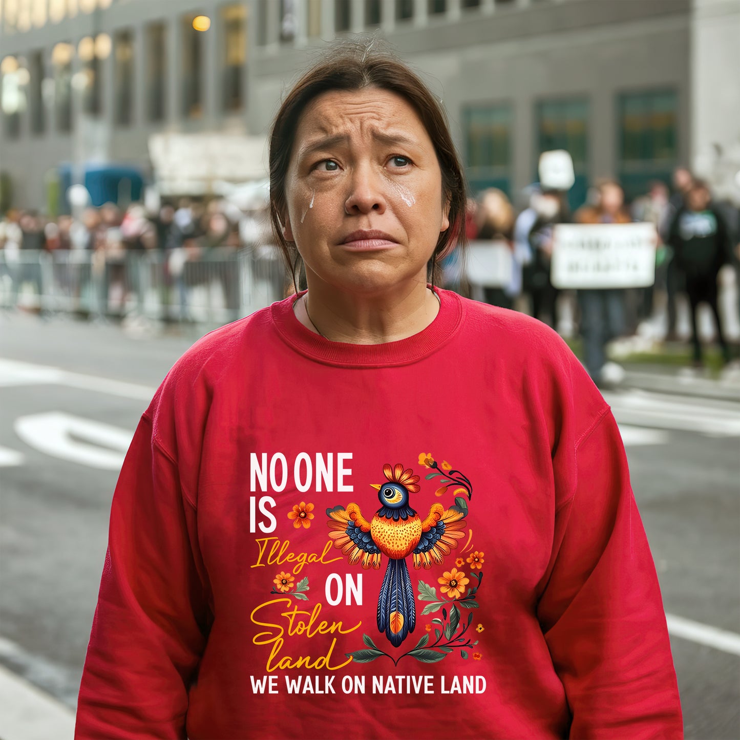 NO ONE IS ILLEGAL ON STOLEN LAND. WE WALK ON NATIVE LAND 24 - One sides - Unisex T-Shirt/T-Shirt V-Neck/Hoodie/Sweatshirt