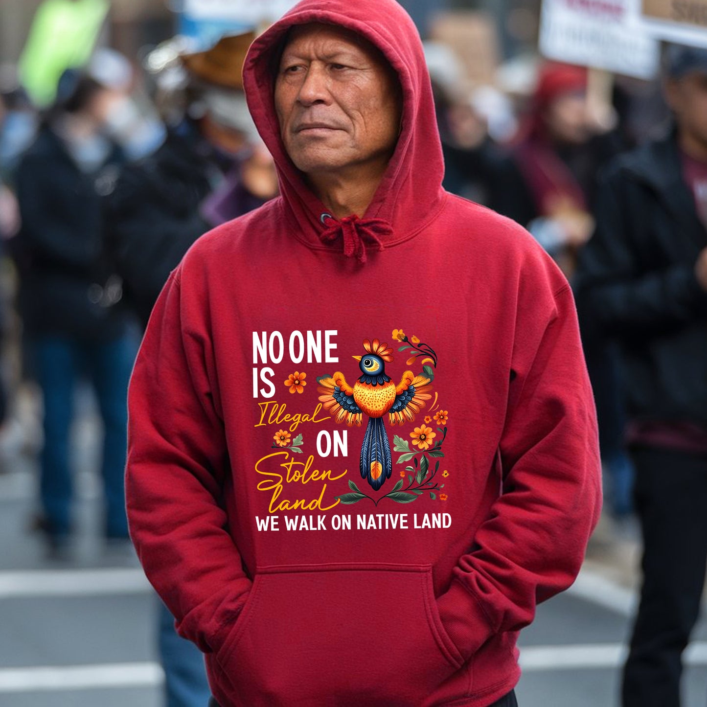 NO ONE IS ILLEGAL ON STOLEN LAND. WE WALK ON NATIVE LAND 24 - One sides - Unisex T-Shirt/T-Shirt V-Neck/Hoodie/Sweatshirt