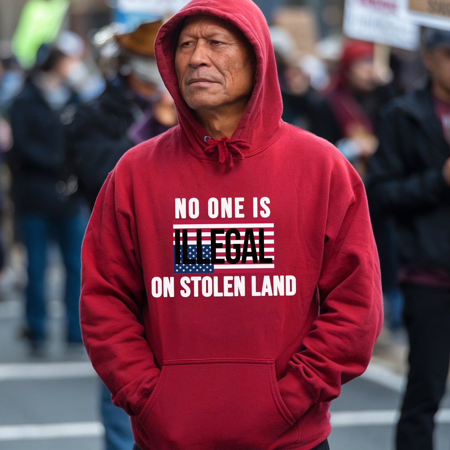 No One Is Illegal On Stolen Land Bold Statement Unisex T-Shirt/T-Shirt V-Neck/Hoodie/Sweatshirt