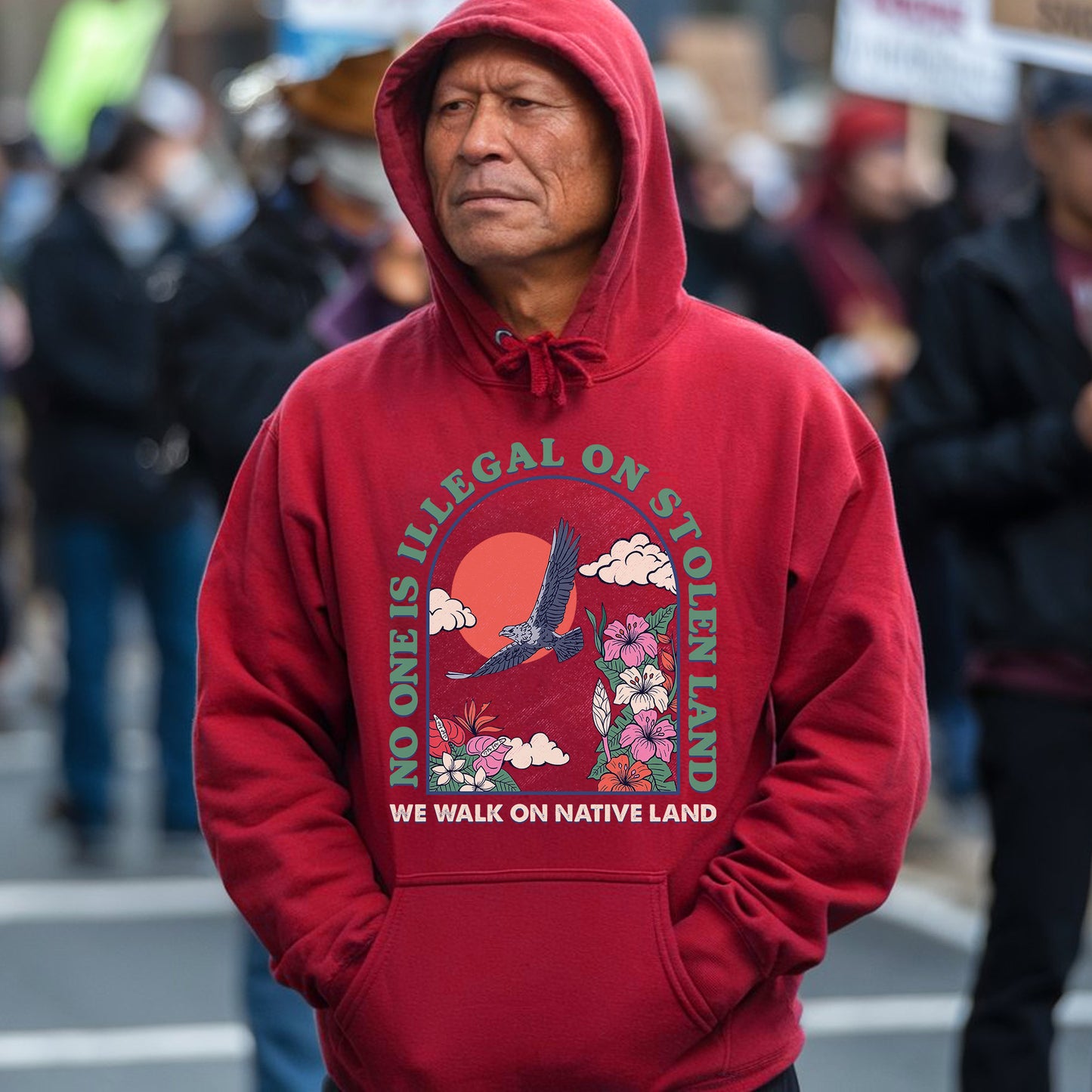 NO ONE IS ILLEGAL ON STOLEN LAND. WE WALK ON NATIVE LAND 19 - One sides - Unisex T-Shirt/T-Shirt V-Neck/Hoodie/Sweatshirt