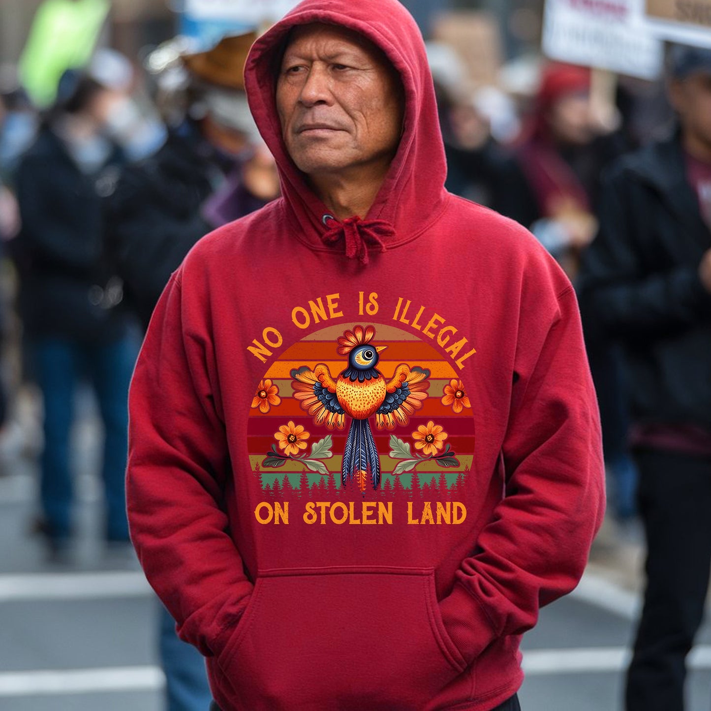 NO ONE IS ILLEGAL ON STOLEN LAND 25 - One sides - Unisex T-Shirt/T-Shirt V-Neck/Hoodie/Sweatshirt