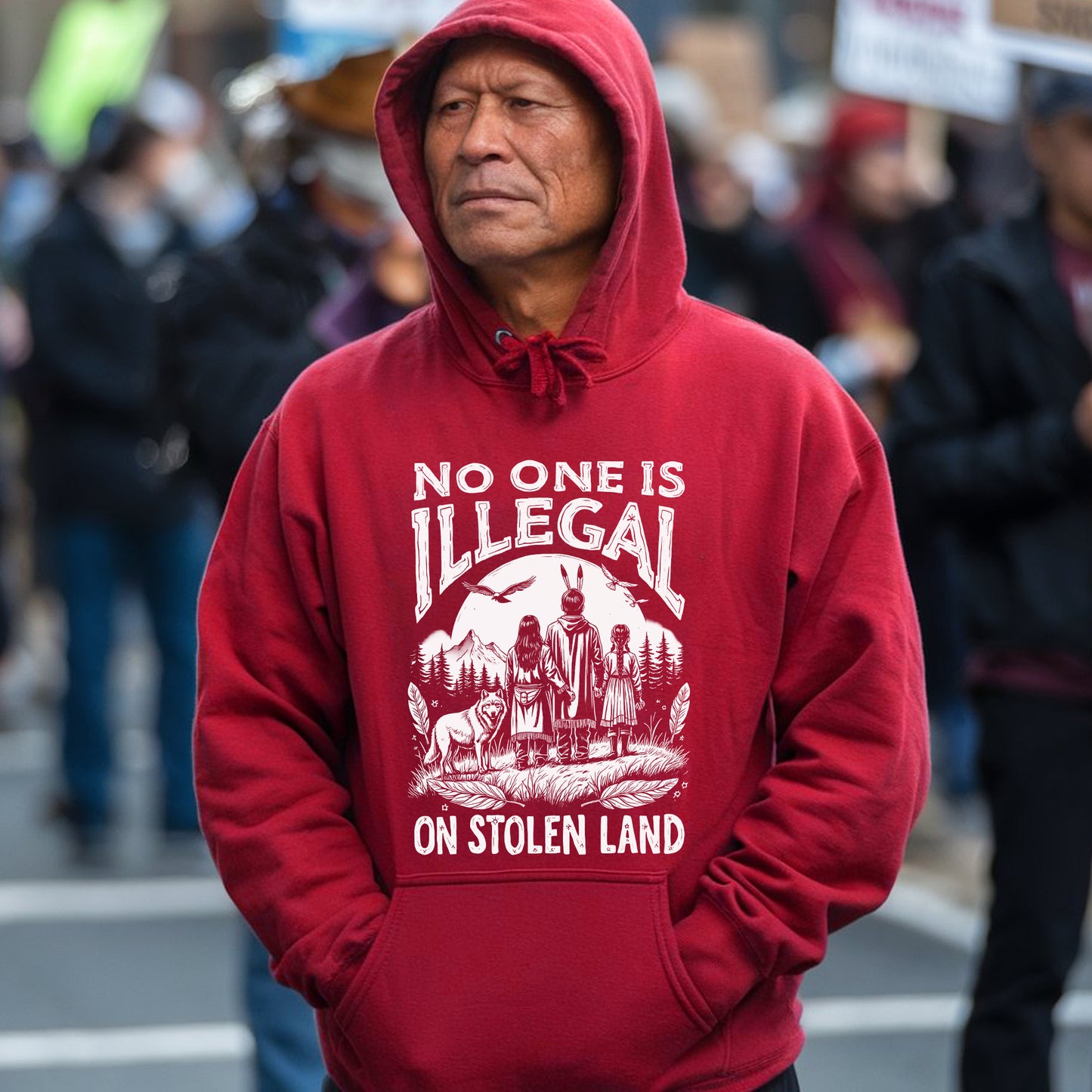 No One Is Illegal on Stolen Land Native Family Unisex T-Shirt/T-Shirt V-Neck/Hoodie/Sweatshirt