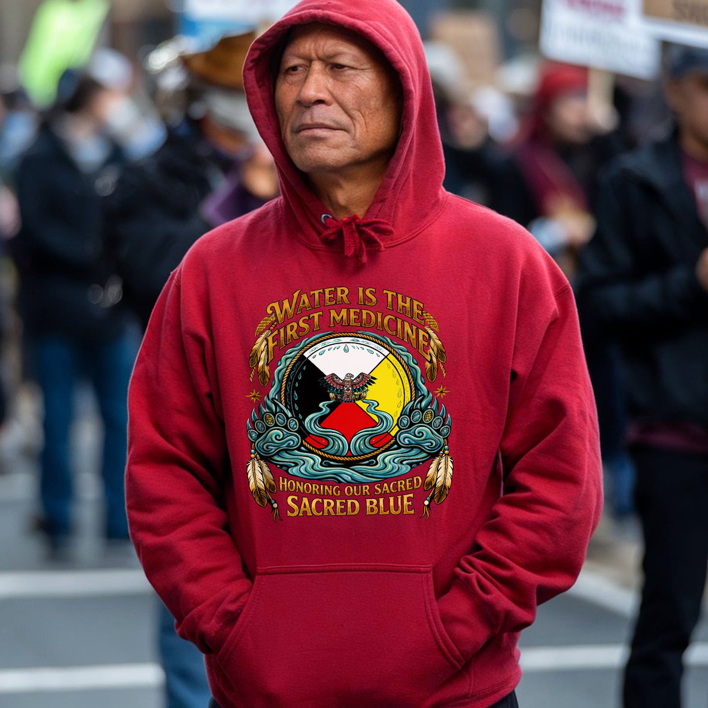 Water Is The First Medicine - Sacred Blue Indigenous - Unisex T-shirt/V-neck T-shirt/Hoodie/Sweatshirt