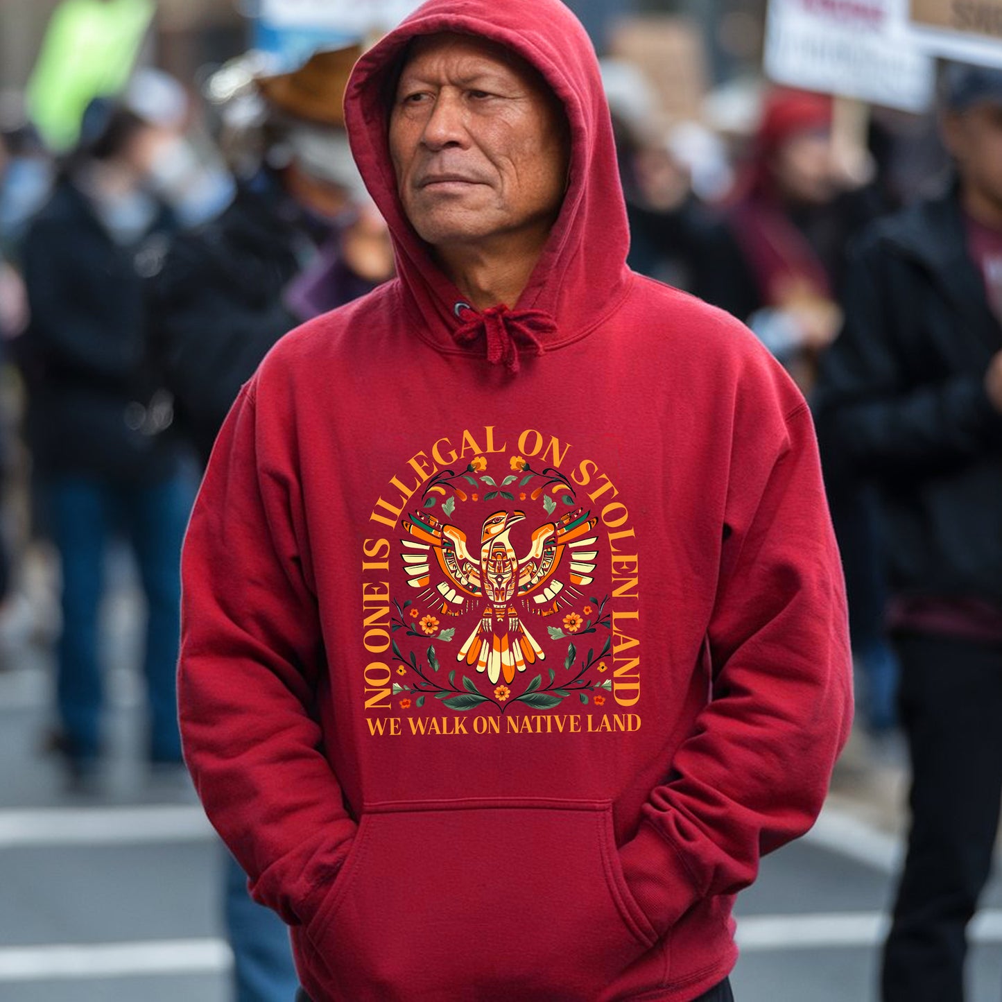 NO ONE IS ILLEGAL ON STOLEN LAND. WE WALK ON NATIVE LAND 23 - One sides - Unisex T-Shirt/T-Shirt V-Neck/Hoodie/Sweatshirt