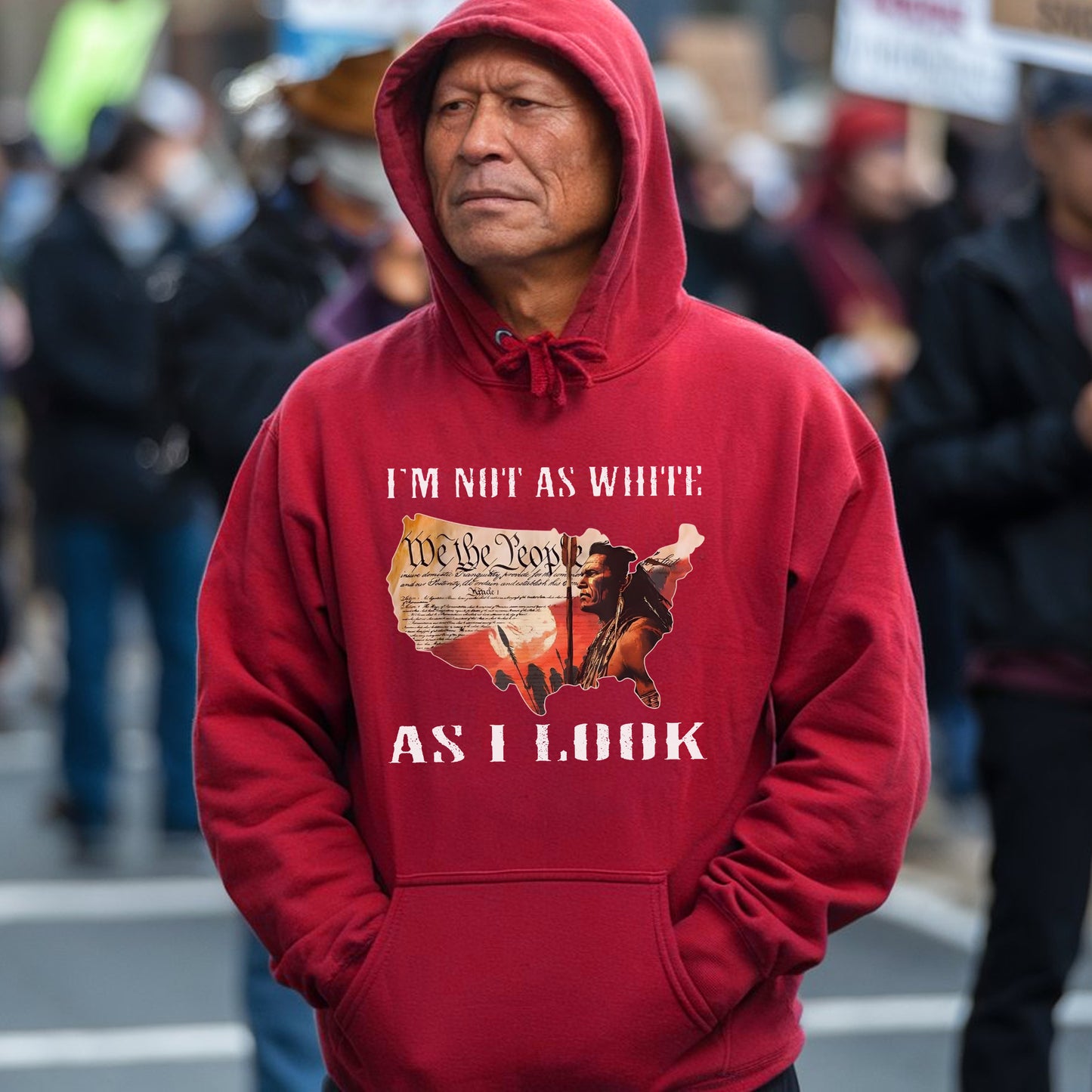 Native American Warrior - "I’m Not As White As I Look" Unisex T-Shirt/T-Shirt V-Neck/Hoodie/Sweatshirt