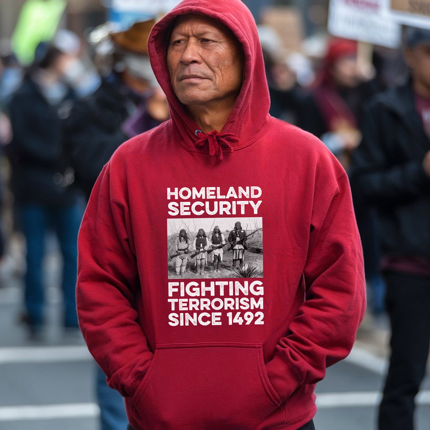 Native American Homeland Security Fighting Terrorism Since 1492 Four Man Fighting Unisex T-Shirt/Hoodie/Sweatshirt