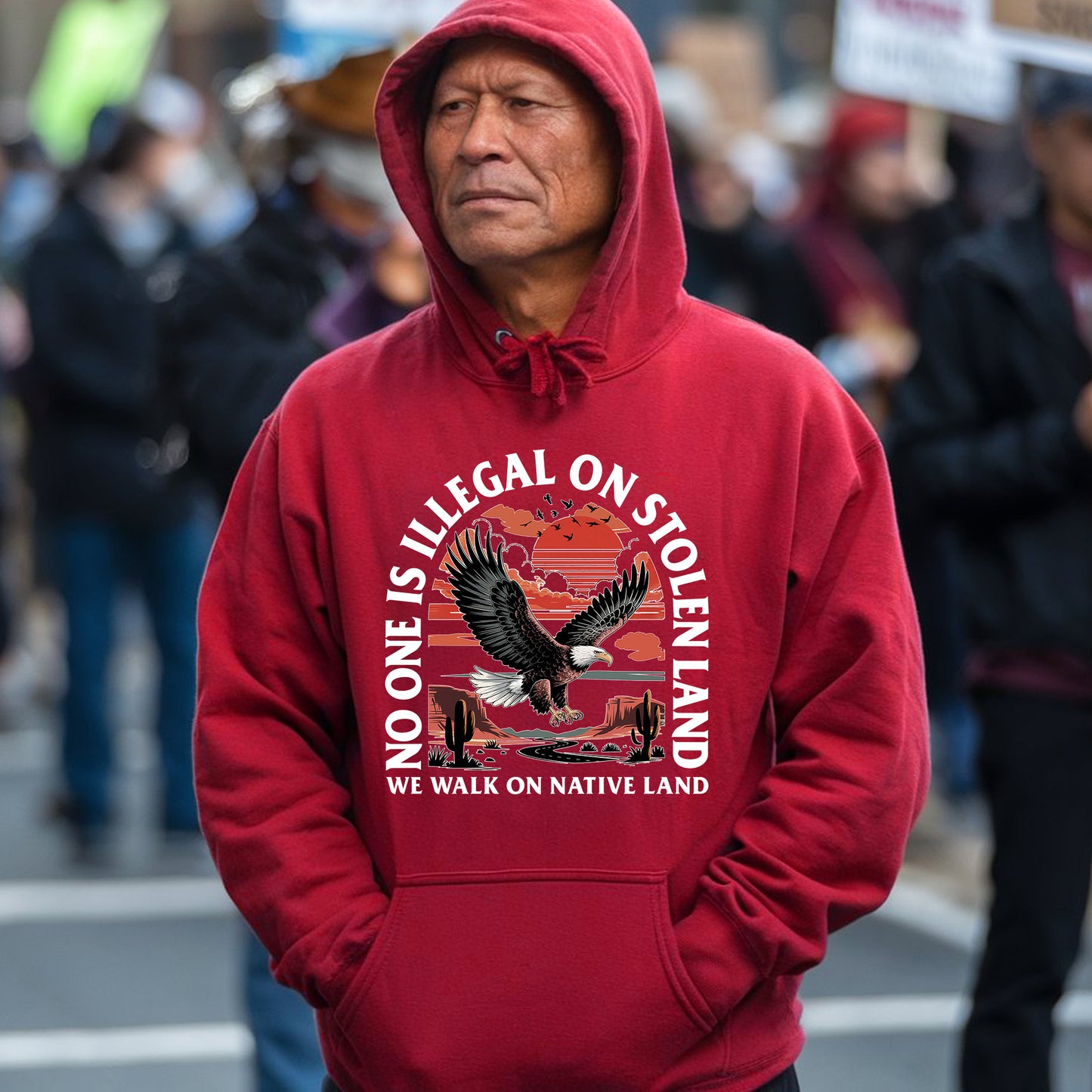 NO ONE IS ILLEGAL ON STOLEN LAND. WE WALK ON NATIVE LAND 20 - One sides - Unisex T-Shirt/T-Shirt V-Neck/Hoodie/Sweatshirt