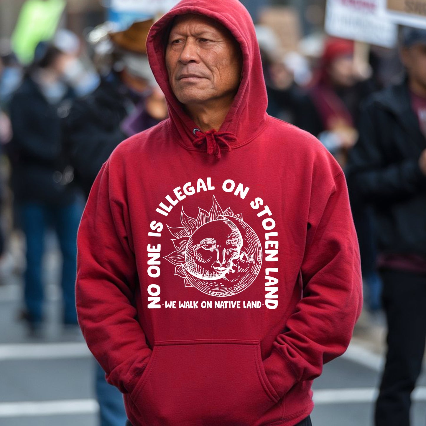 NO ONE IS ILLEGAL ON STOLEN LAND. WE WALK ON NATIVE LAND 18 - One sides - Unisex T-Shirt/T-Shirt V-Neck/Hoodie/Sweatshirt