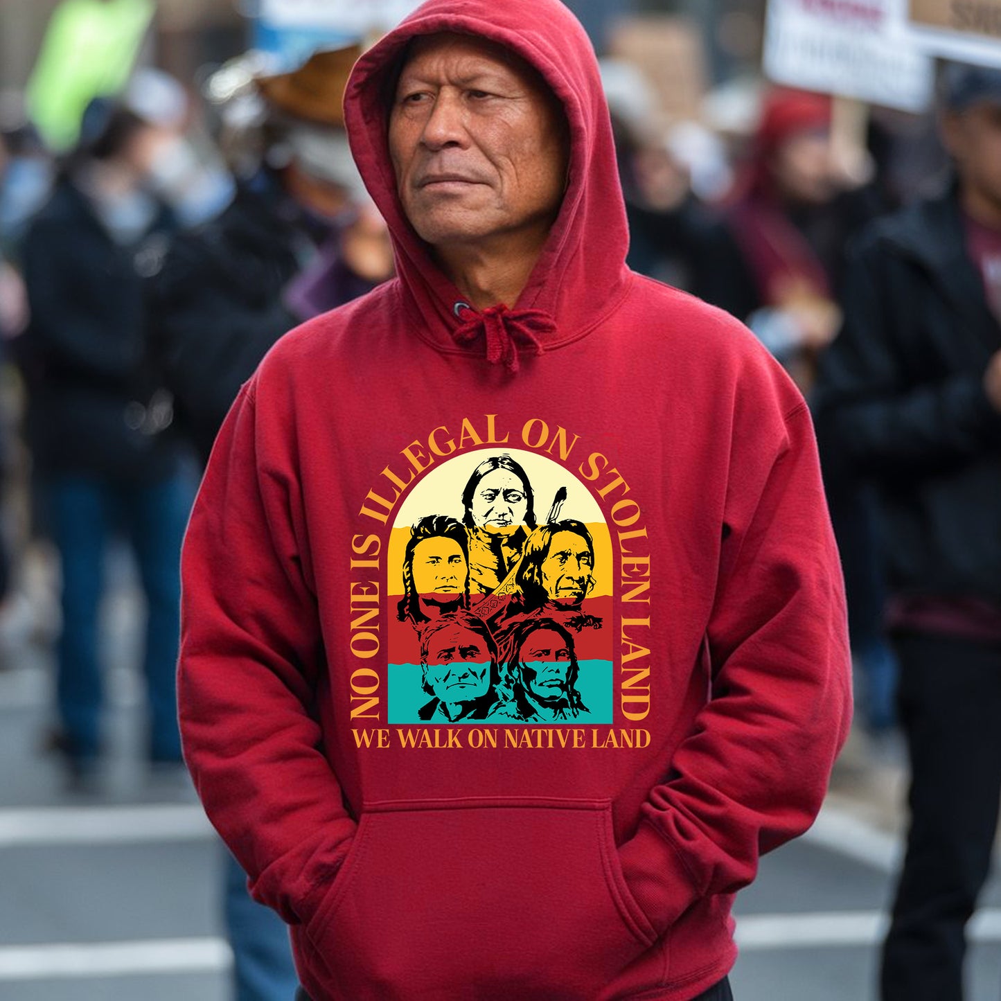 NO ONE IS ILLEGAL ON STOLEN LAND. WE WALK ON NATIVE LAND 16 - One sides - Unisex T-Shirt/T-Shirt V-Neck/Hoodie/Sweatshirt