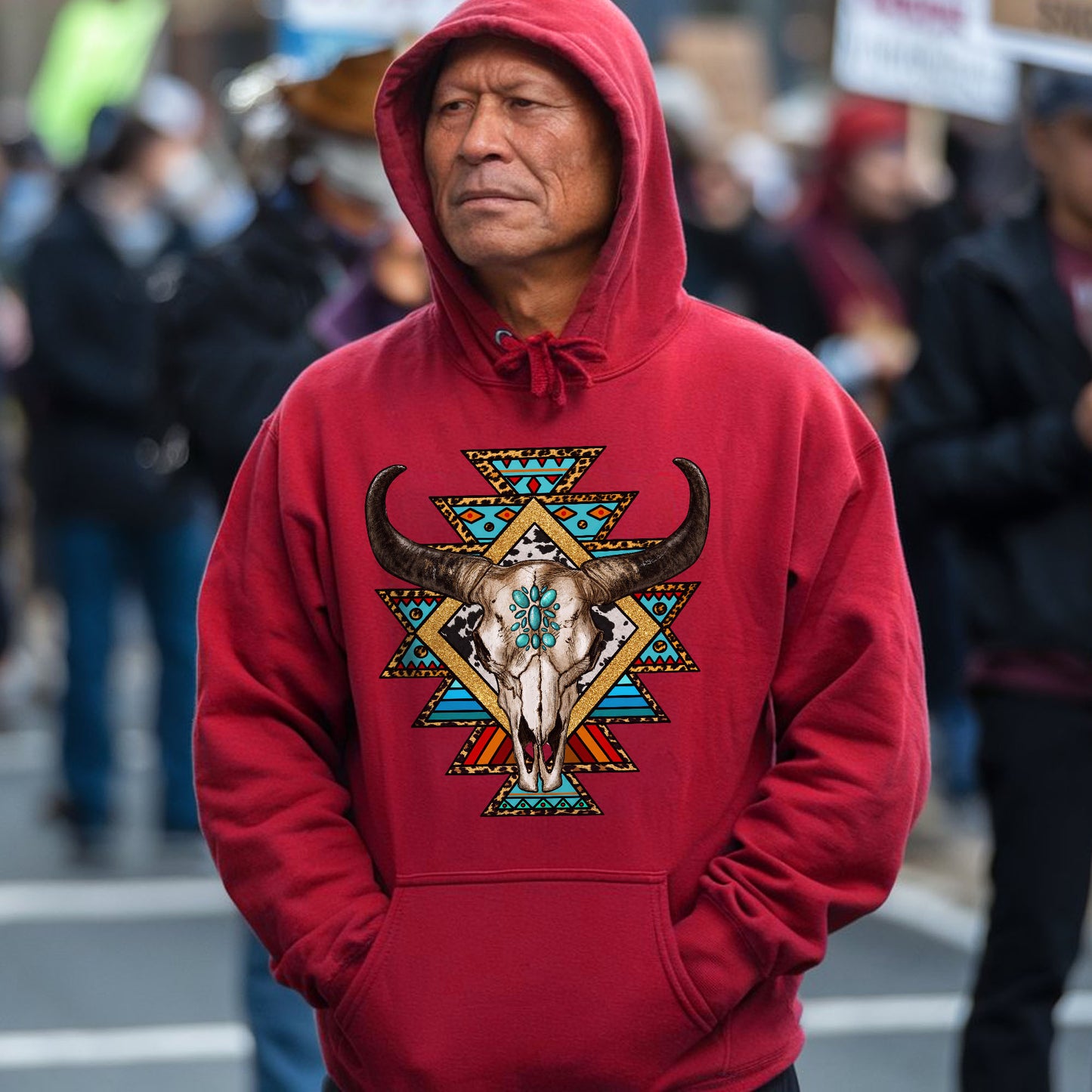 Southwestern Buffalo Skull Native American Unisex T-shirt/V-neck T-shirt /Hoodie/Sweatshirt