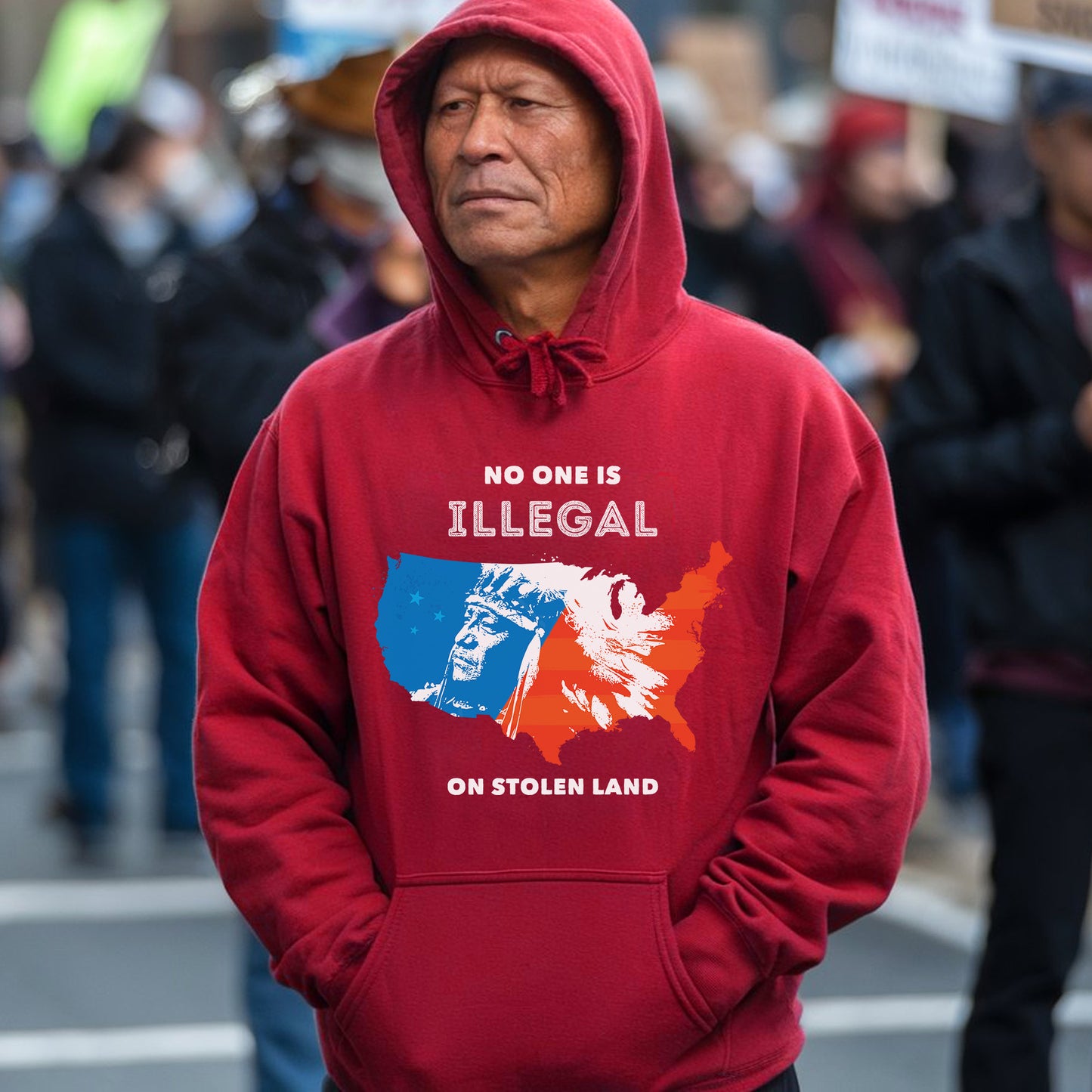 NO ONE IS ILLEGAL ON STOLEN LAND. WE WALK ON NATIVE LAND 22 - One sides - Unisex T-Shirt/T-Shirt V-Neck/Hoodie/Sweatshirt