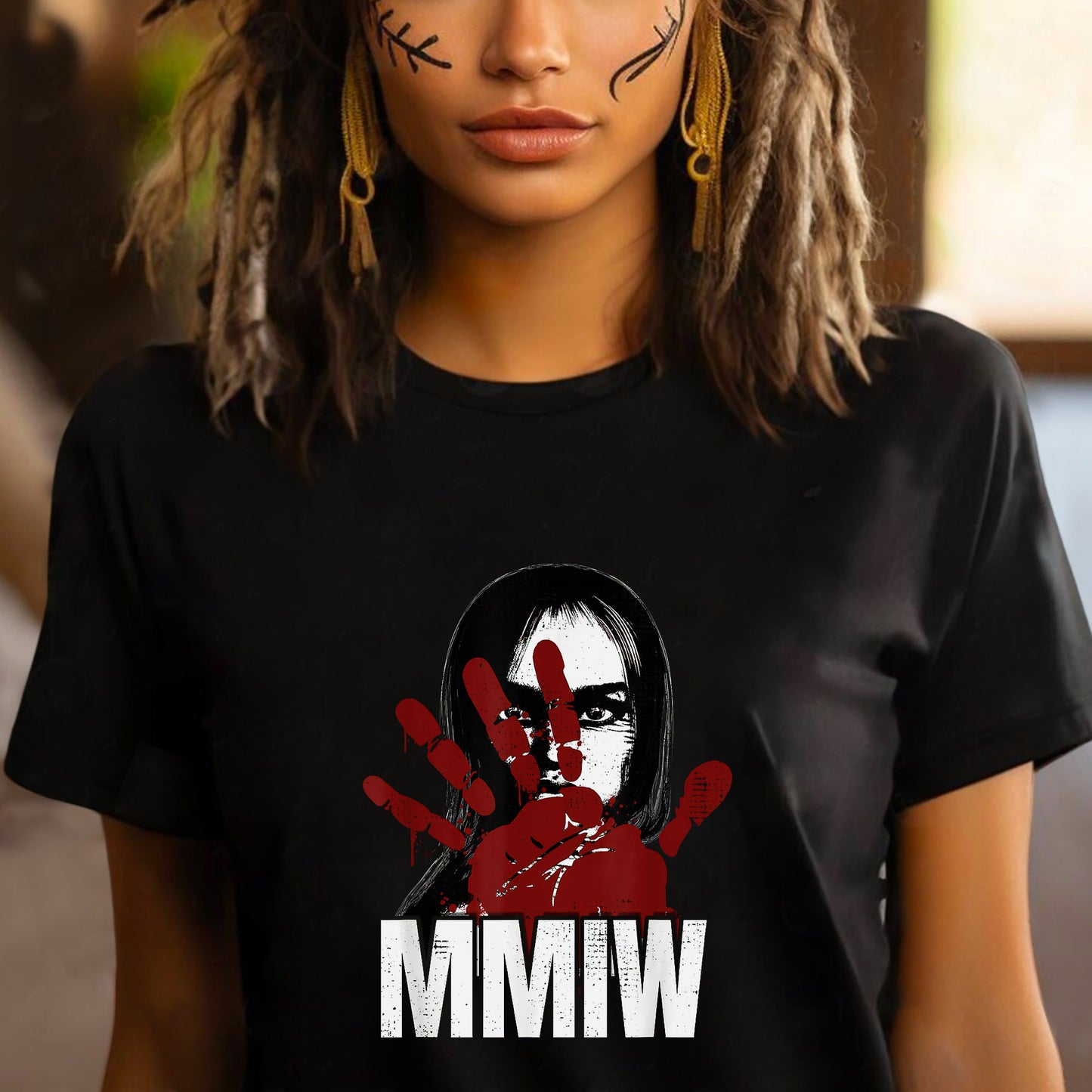 MMIW Awareness Stolen Sisters Red Hand Ind Unisex T-Shirt/T-Shirt V-Neck/Hoodie/Sweatshirt
