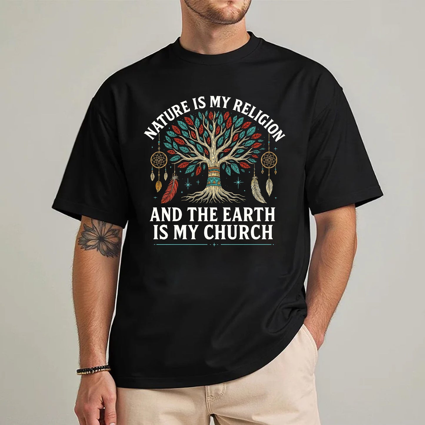 Nature Is My Religion Earth Is My Church Tree of Life Boho Unisex T-Shirt/T-Shirt V-Neck/Hoodie/Sweatshirt