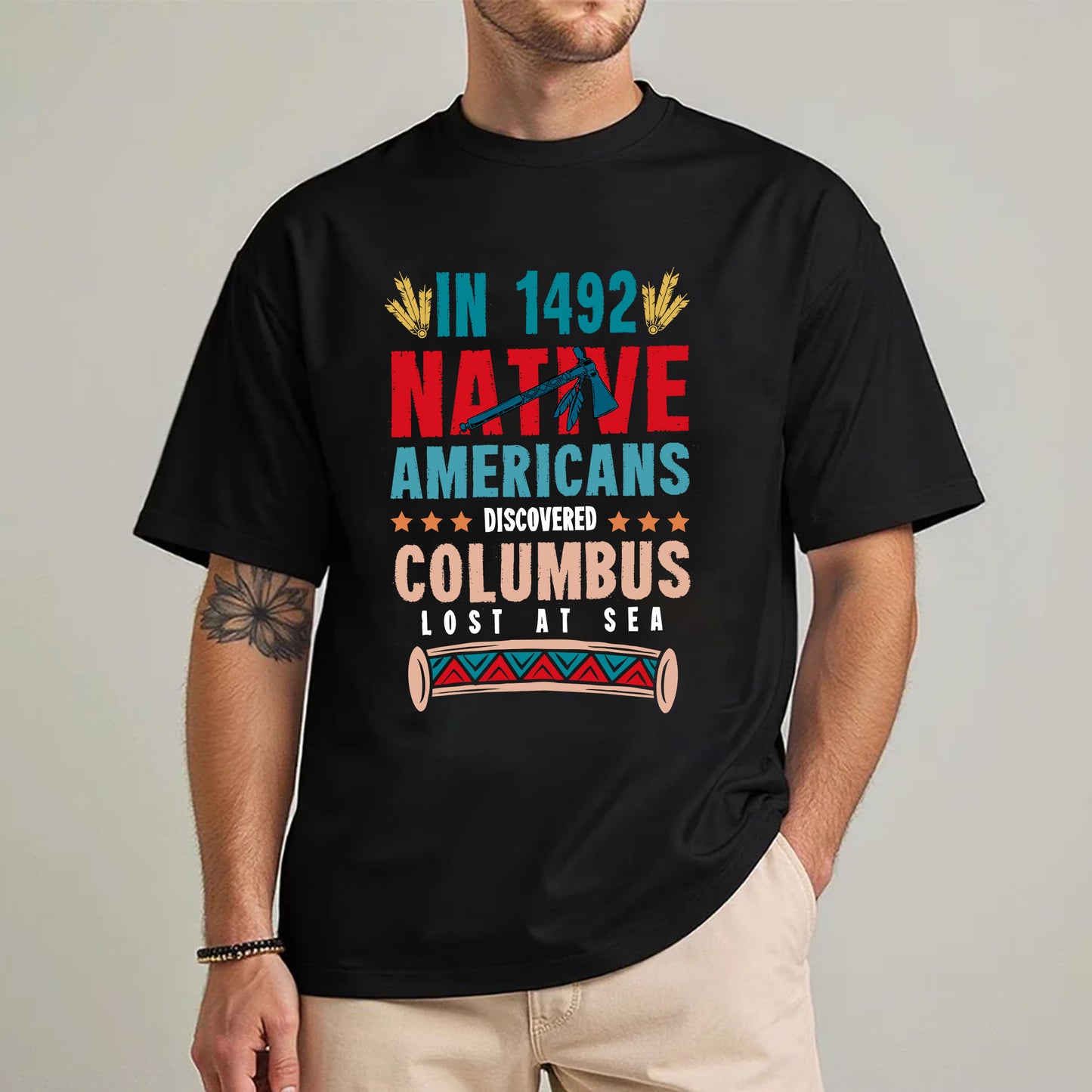 1492 Native Americans Discovered Columbus Unisex T-Shirt/T-Shirt V-Neck/Hoodie/Sweatshirt